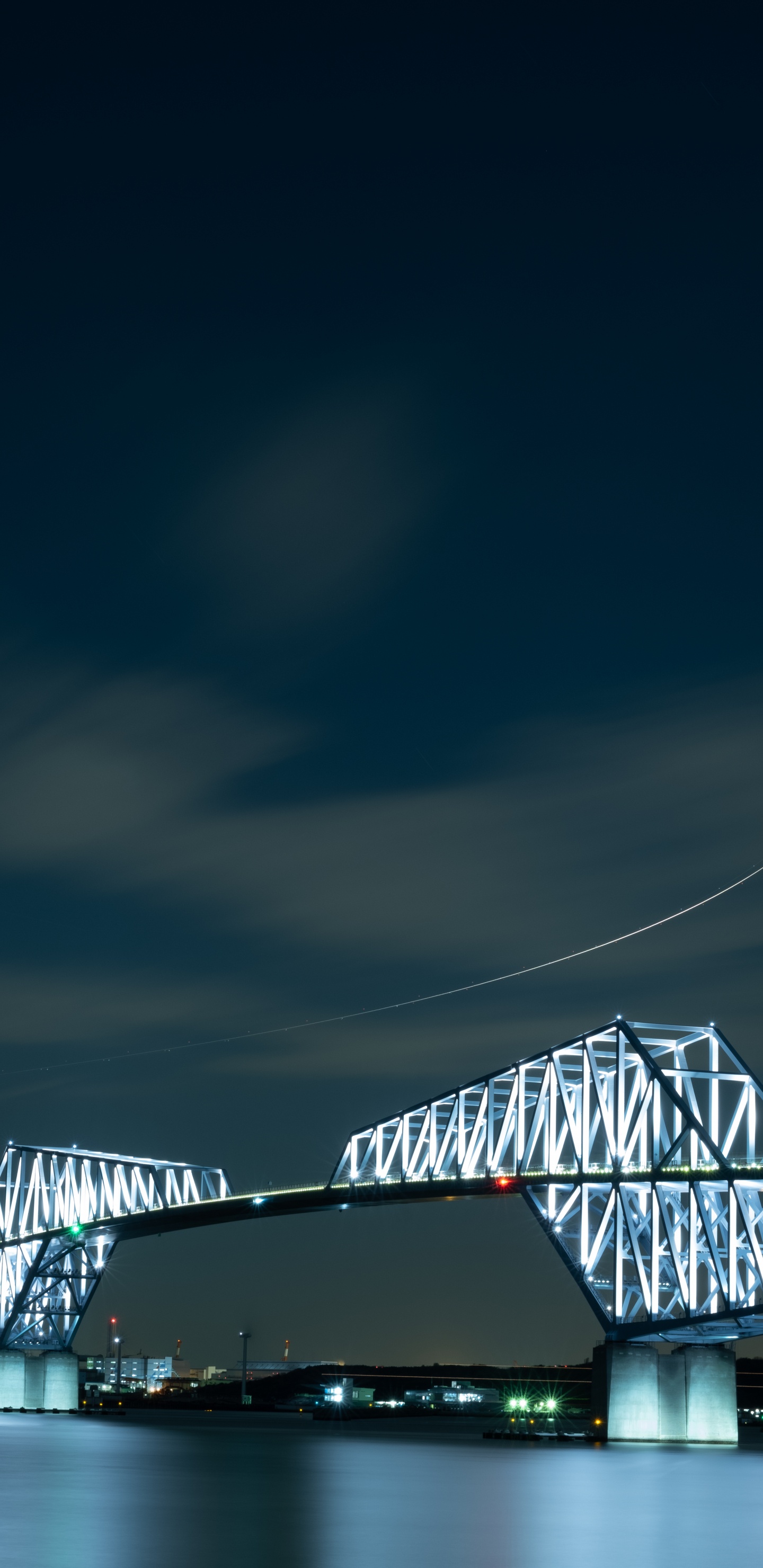 Обои Токио Гейт Бридж, мост, синий, ориентир, вода в разрешении 1440x2960