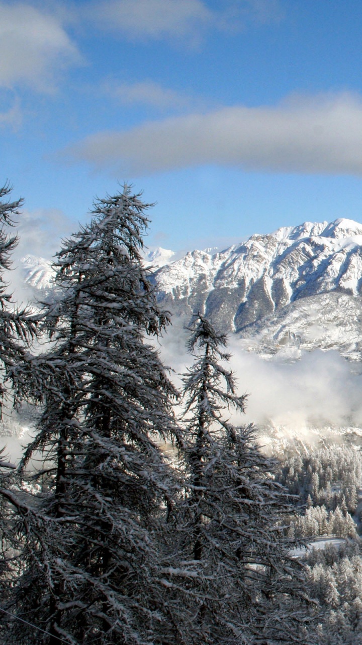 Обои зима, гора, снег, горный рельеф, горный хребет в разрешении 720x1280