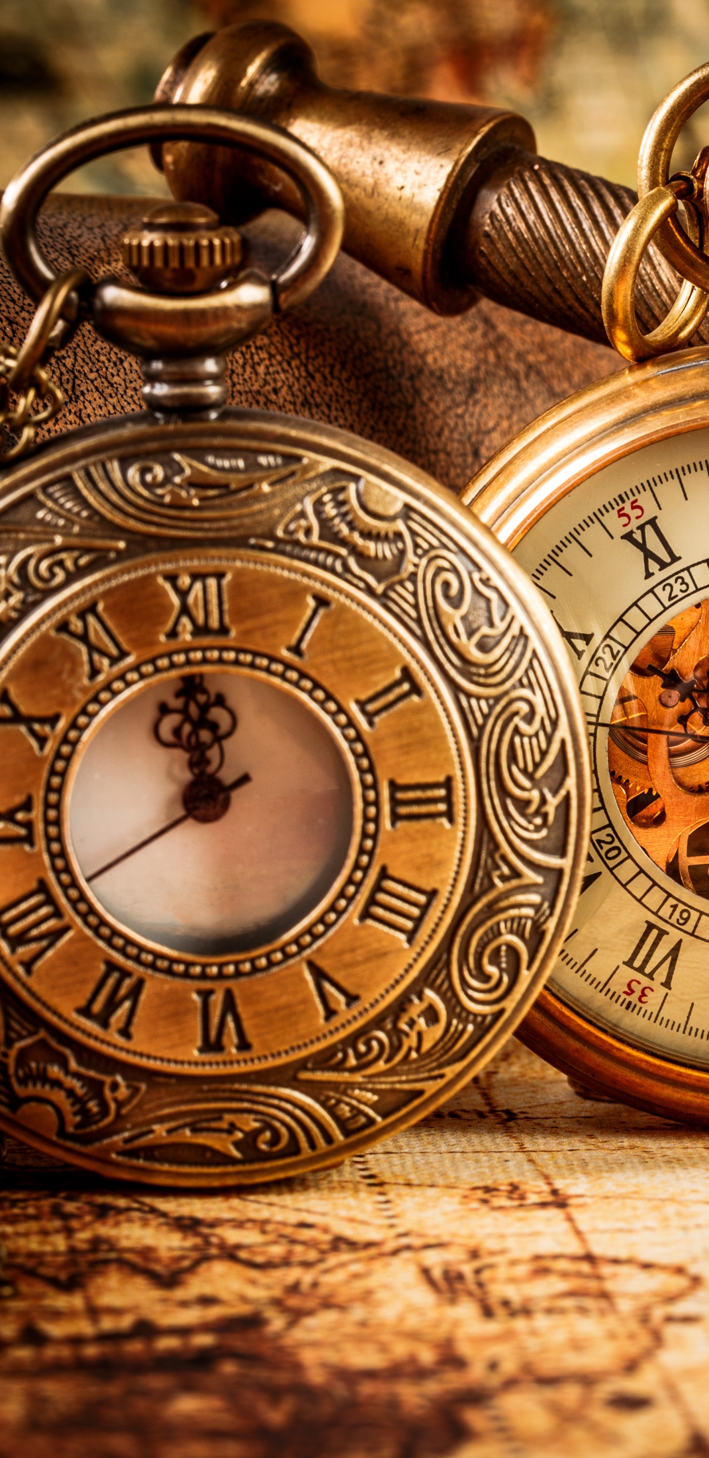 Обои карманные часы, часы, антикварная вещь, натюрморт, модный аксессуар в разрешении 1440x2960