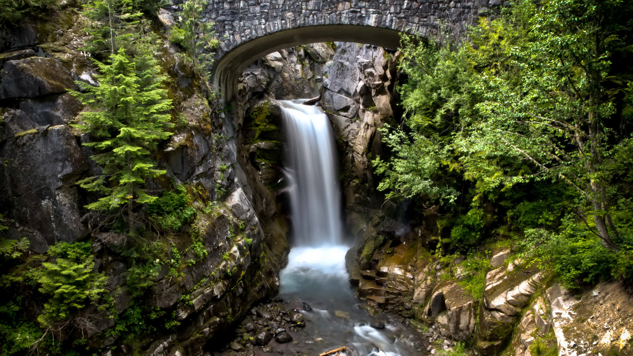 Обои водопад, парк, гидроресурсы, водоем, природа в разрешении 1280x720