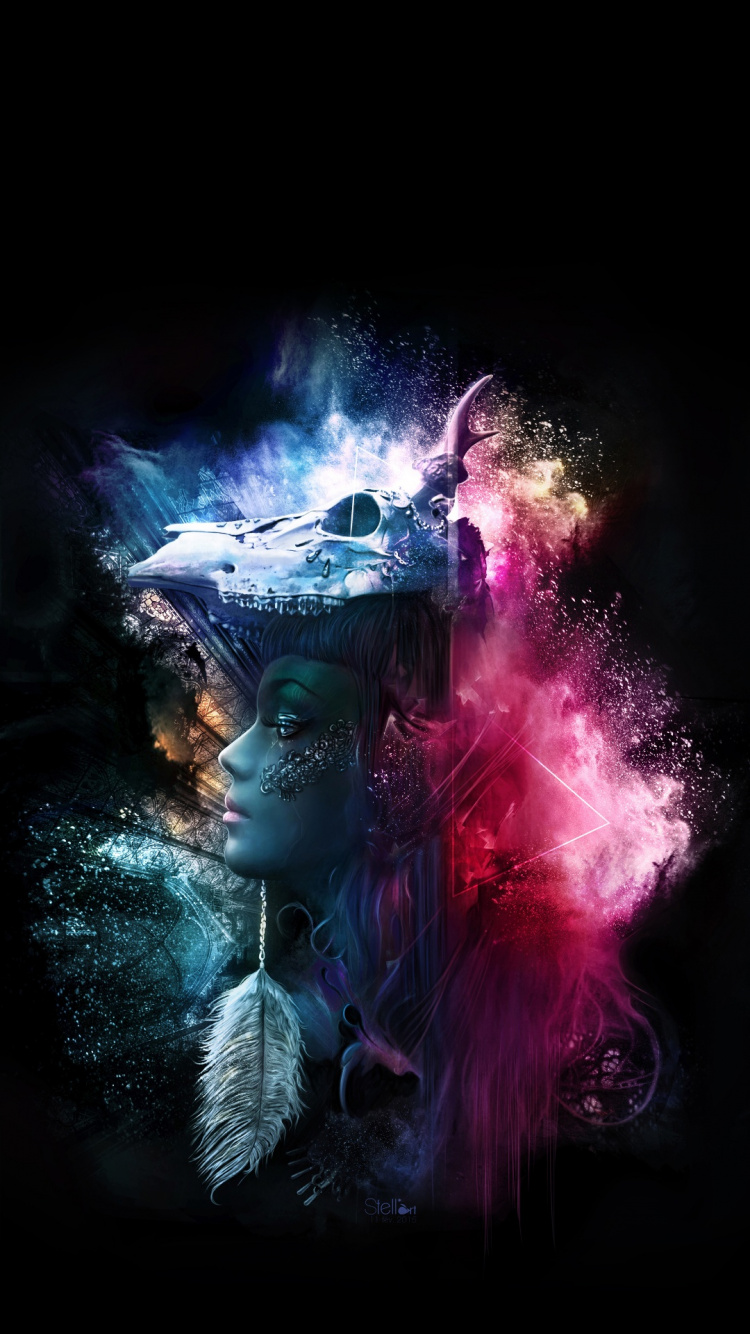 Обои вода, пурпур, арт, дым, электрик в разрешении 750x1334