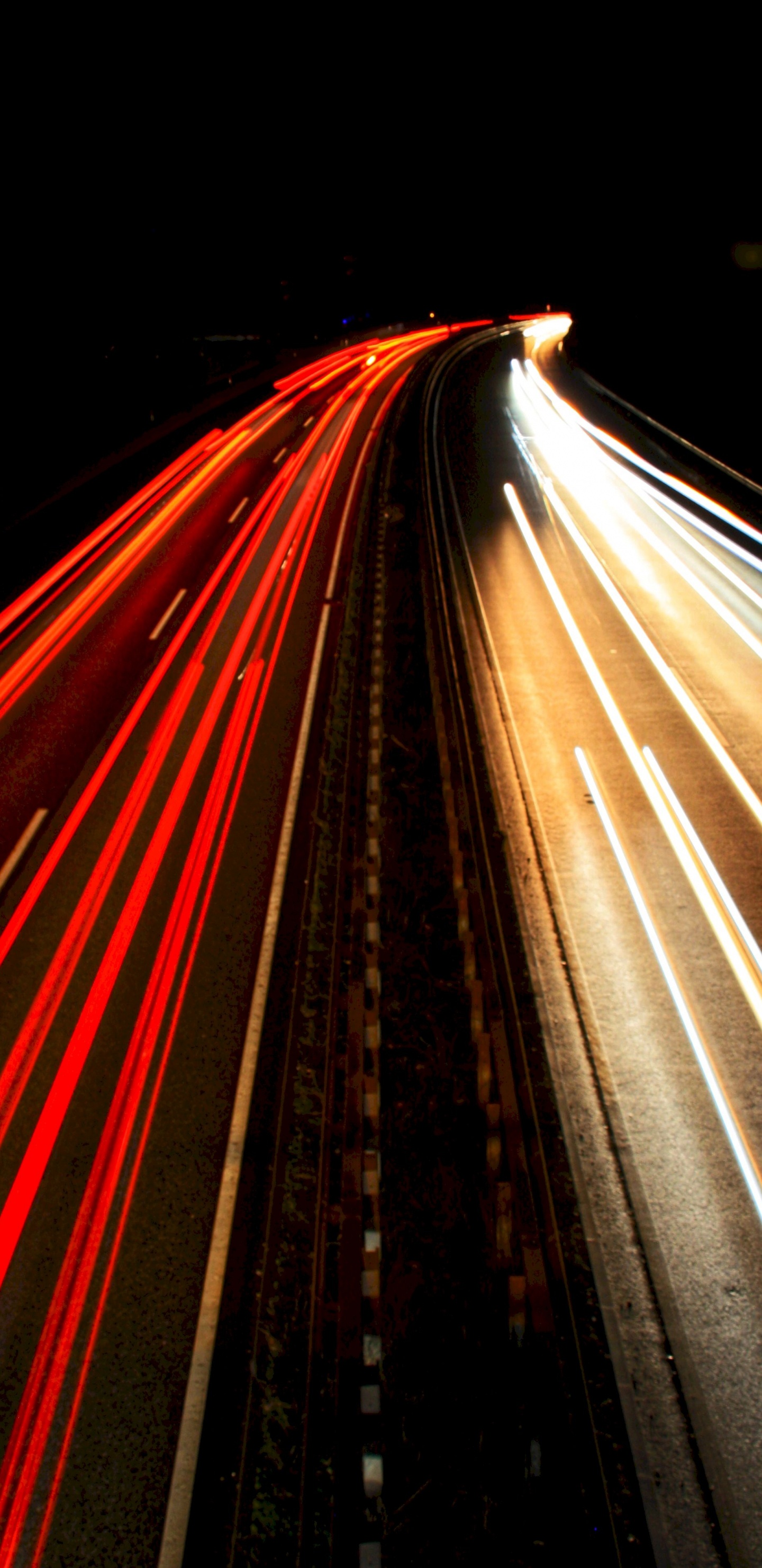 Обои ночь, ночник, свет, красный цвет, магистраль в разрешении 1440x2960