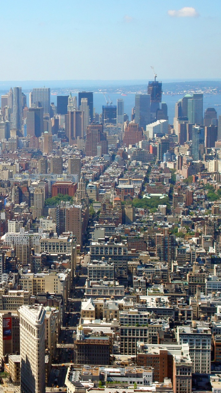 Обои Нью-Йорк, Манхеттен, город, городской пейзаж, городской район в разрешении 720x1280