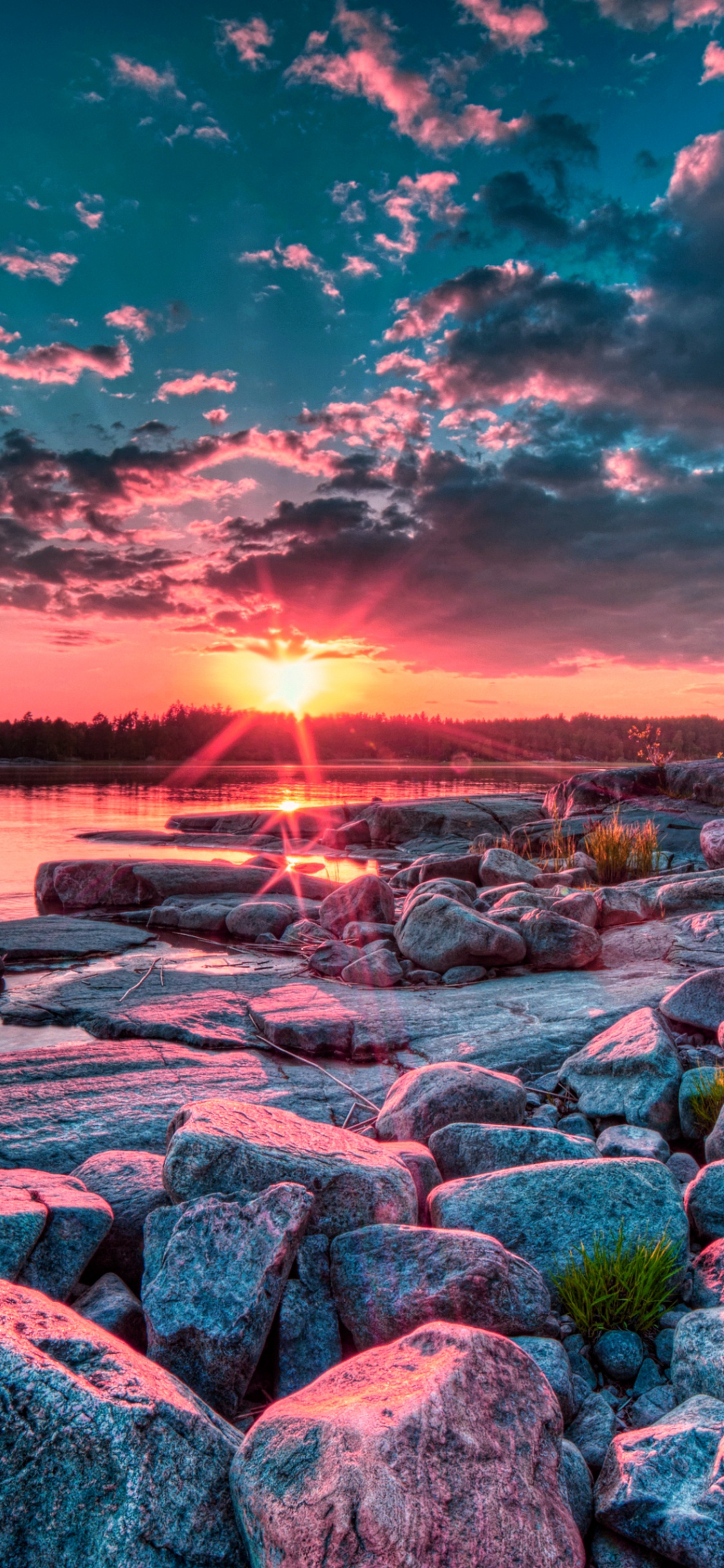 Обои пейзаж, бумага, закат, облако, вода в разрешении 1125x2436