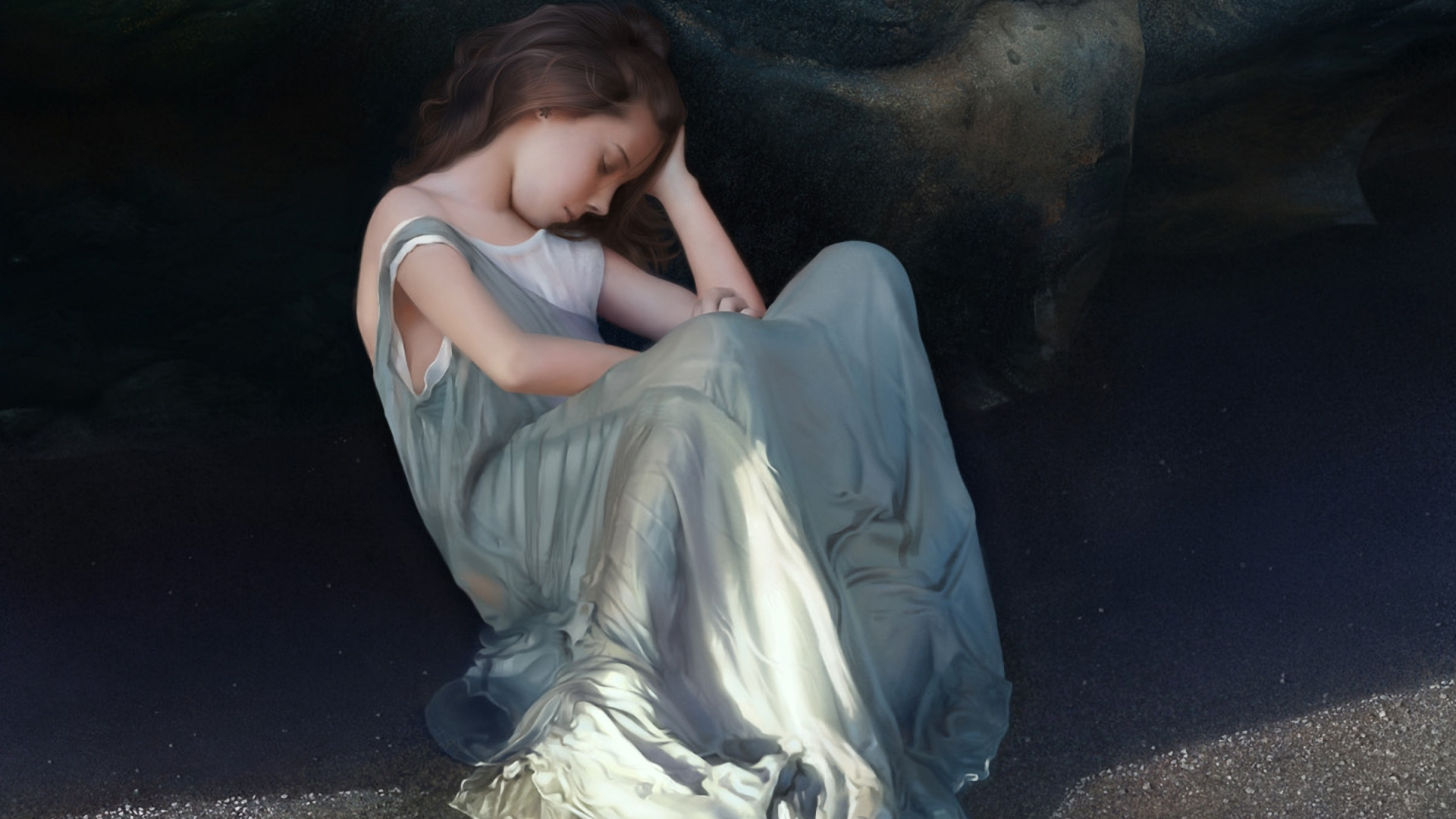 Обои сидящий, ребенок, девушка, видео, сидит в разрешении 1920x1080