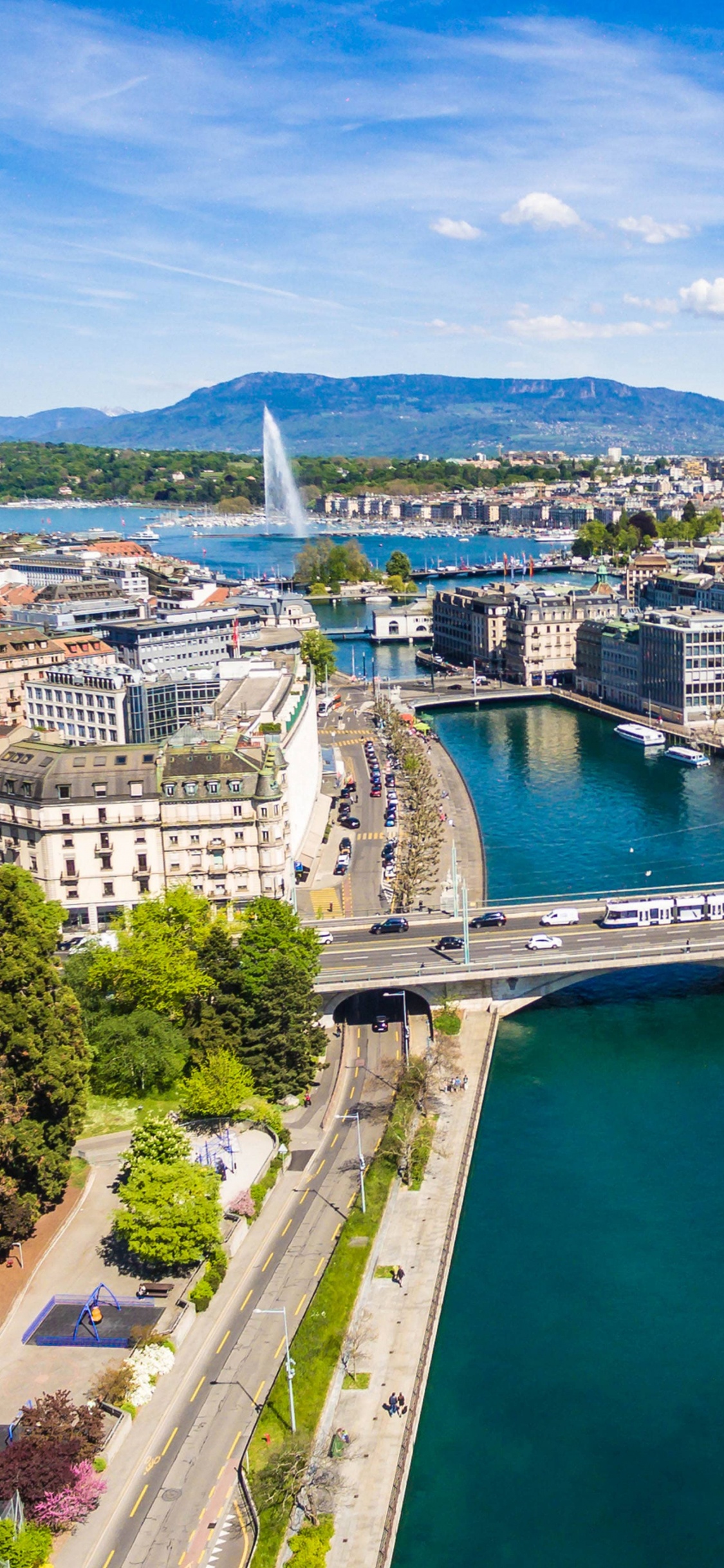 Обои Женева Швейцария, путешествие, городской район, город, городской пейзаж в разрешении 1125x2436