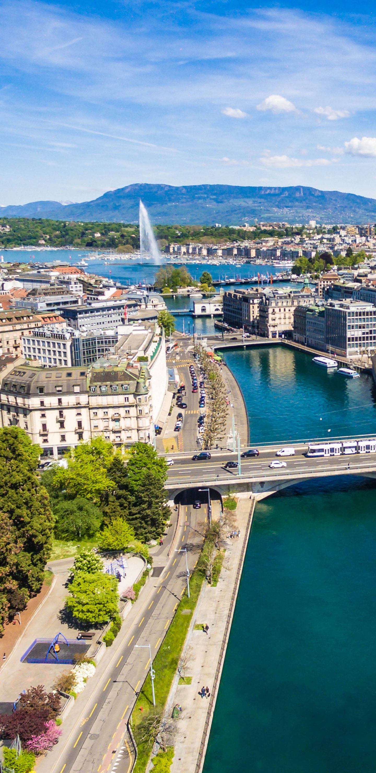 Обои Женева Швейцария, путешествие, городской район, город, городской пейзаж в разрешении 1440x2960