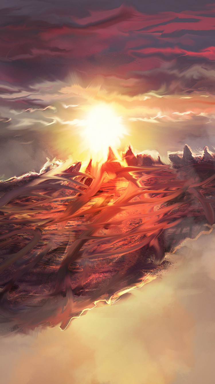 Обои арт, цифровое искусство, живопись, дракон, произведение искусства в разрешении 750x1334