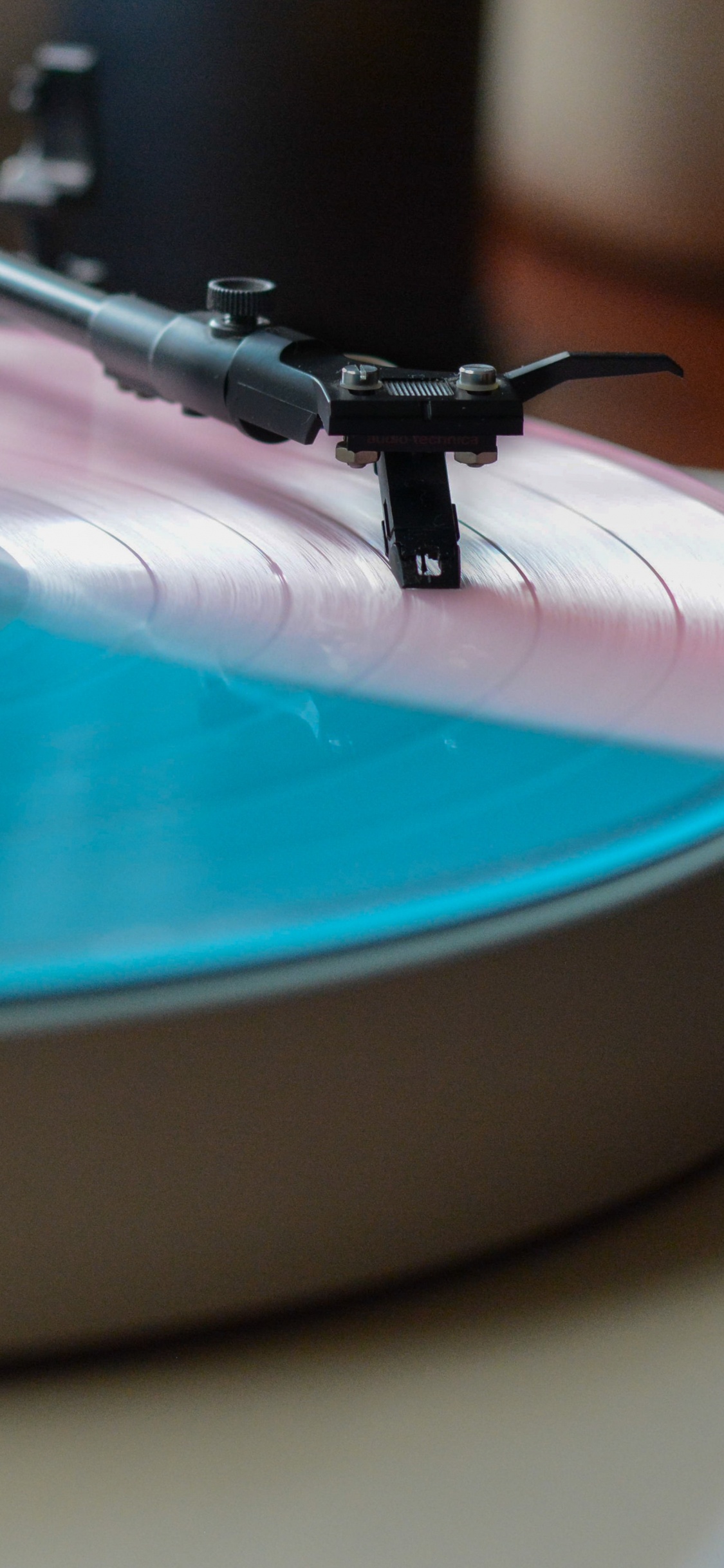 Обои граммофонная пластинка, фонограф, Проигрыватель, синий, бирюза в разрешении 1125x2436