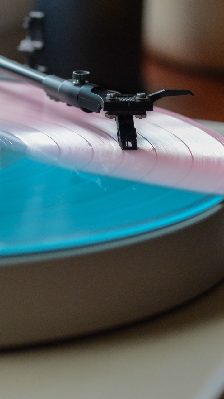 Обои граммофонная пластинка, фонограф, Проигрыватель, синий, бирюза в разрешении 720x1280