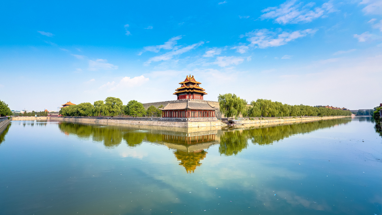 Обои запретный город, дворец, отражение, вода, природа в разрешении 1280x720