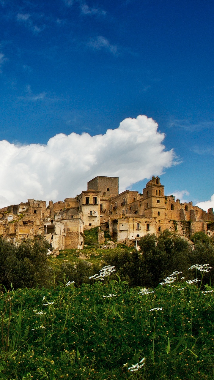 Обои Крако Италия, Крако, город-призрак, Залив Таранто, облако в разрешении 720x1280