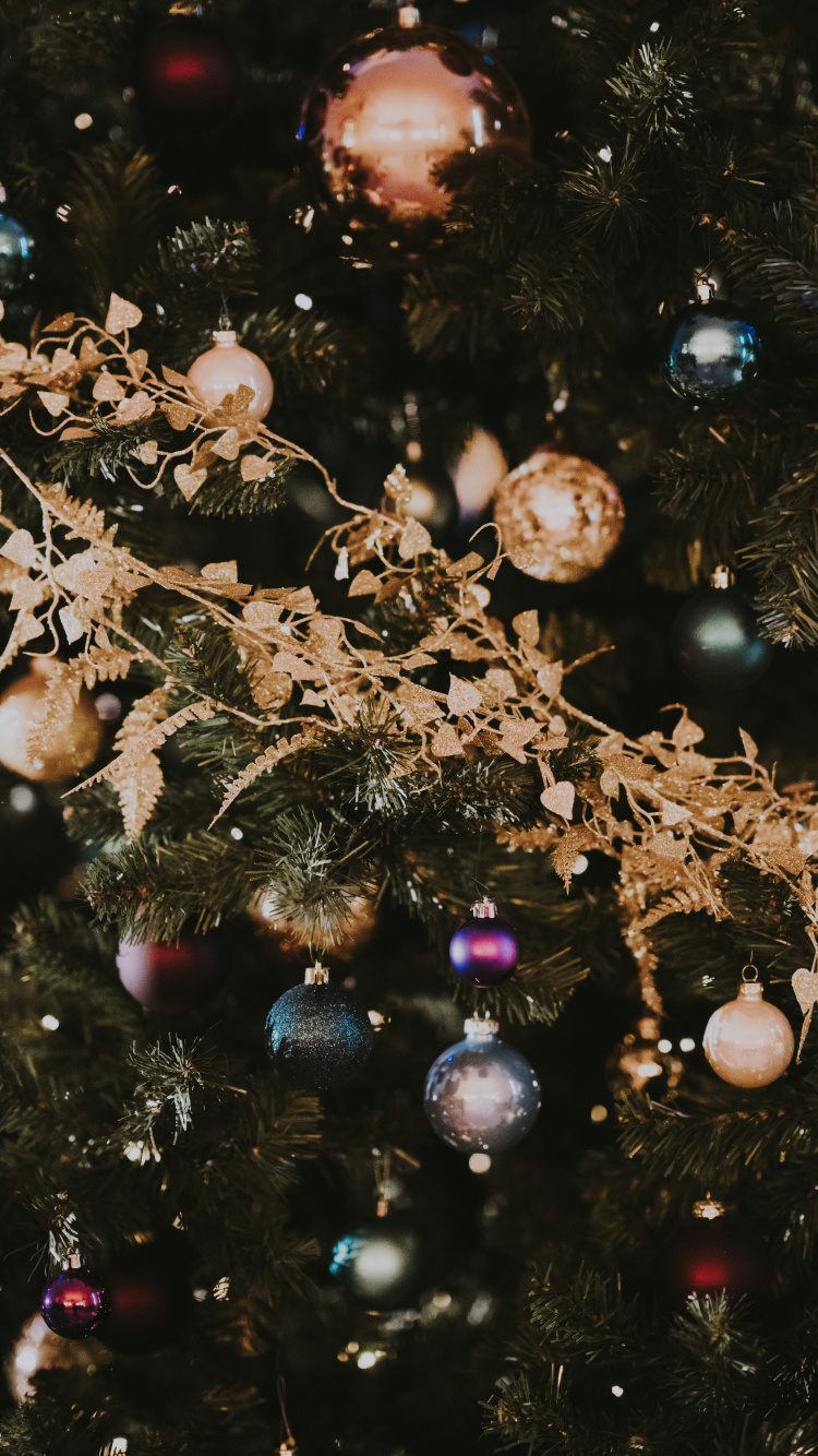 Обои Рождественский день, рождественский орнамент, елка, дерево, Рождество в разрешении 750x1334