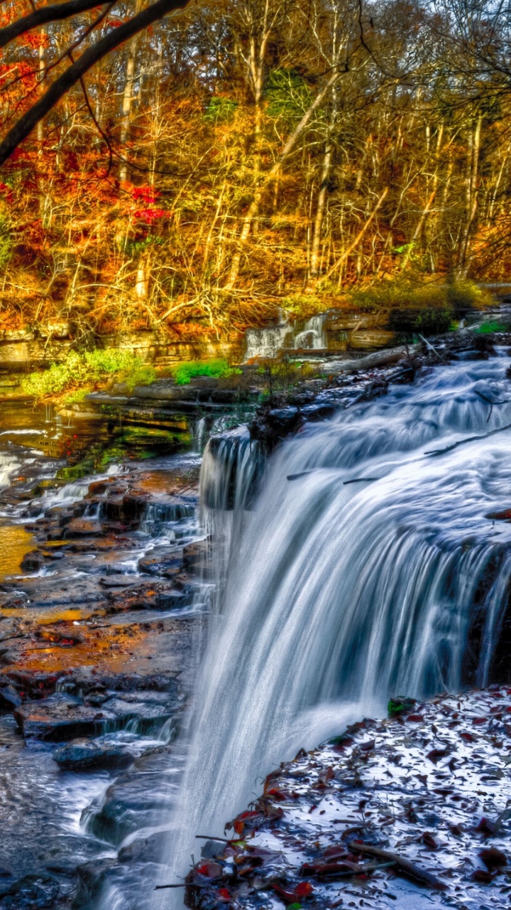 Обои водопад, водоем, природа, поток, вода в разрешении 720x1280