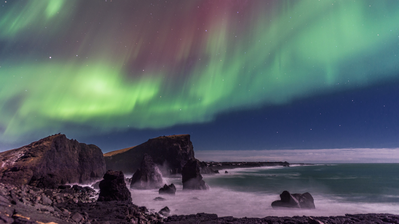 Обои Аврора, атмосфера, море, пейзаж, свет в разрешении 1280x720