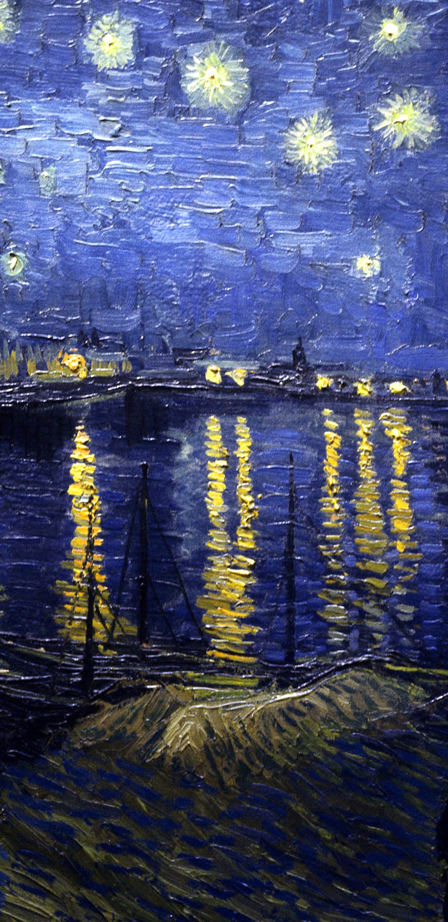 Обои Ван Гог Арль, желтый дом, Музей Ван Гога, Звездная ночь над Rhne, живопись в разрешении 1440x2960