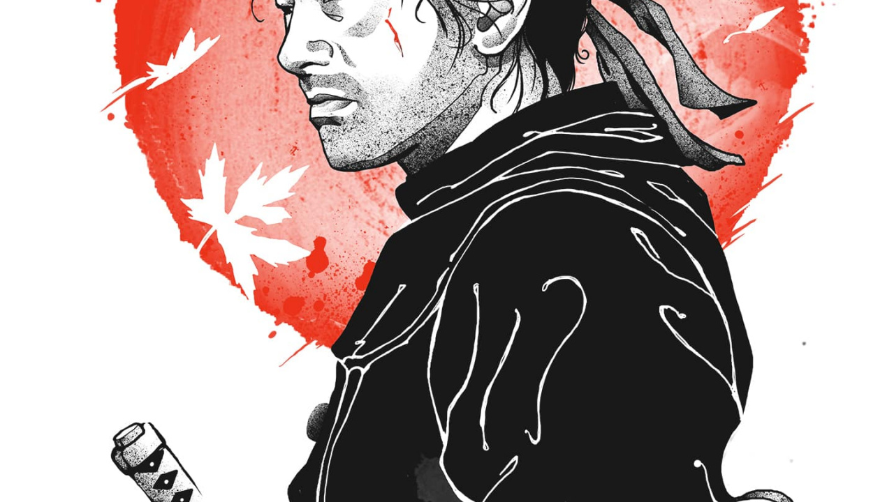 Обои футболка, призрак цусимы, одежда, гитара аксессуар, жест в разрешении 1280x720