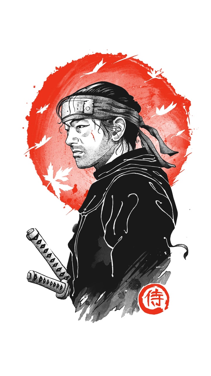 Обои футболка, призрак цусимы, одежда, гитара аксессуар, жест в разрешении 720x1280