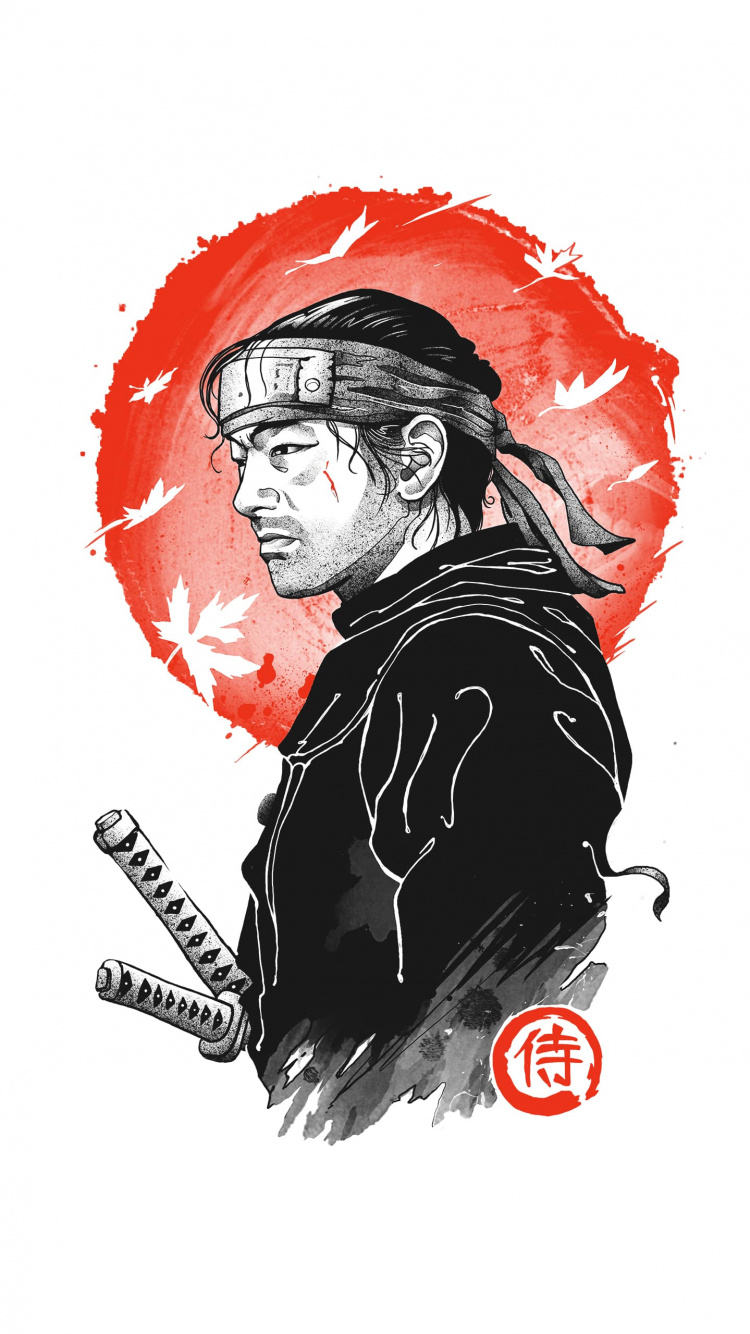 Обои футболка, призрак цусимы, одежда, гитара аксессуар, жест в разрешении 750x1334