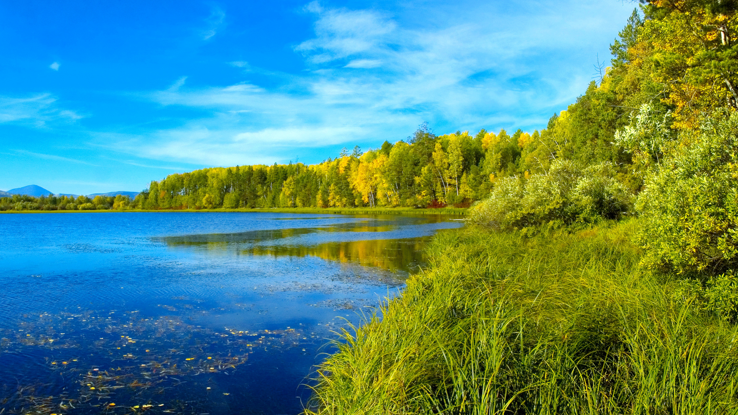 Обои озеро, природный ландшафт, природа, вода, отражение в разрешении 2560x1440