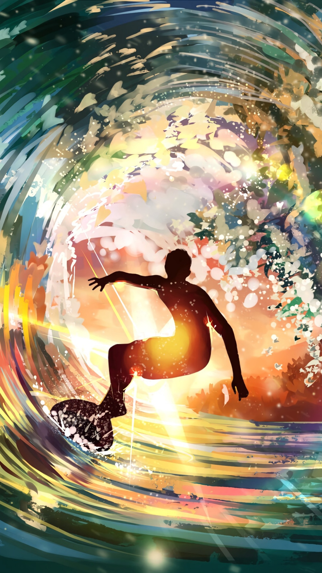 Обои цифровое искусство, живопись, арт, волна, вода в разрешении 1080x1920