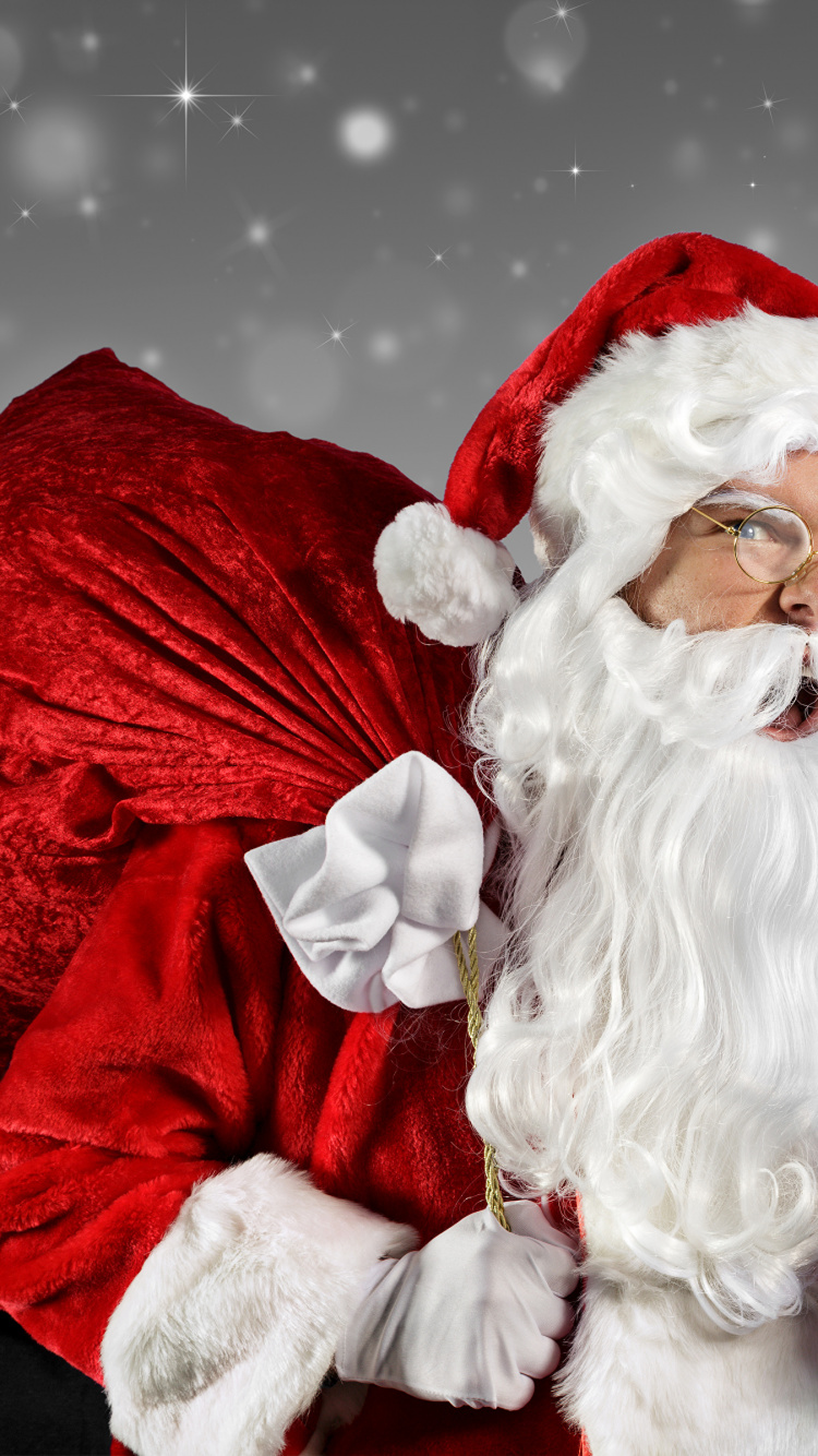 Обои Санта-Клаус, Рождественский день, Рождество, зима, Рождественский подарок в разрешении 750x1334