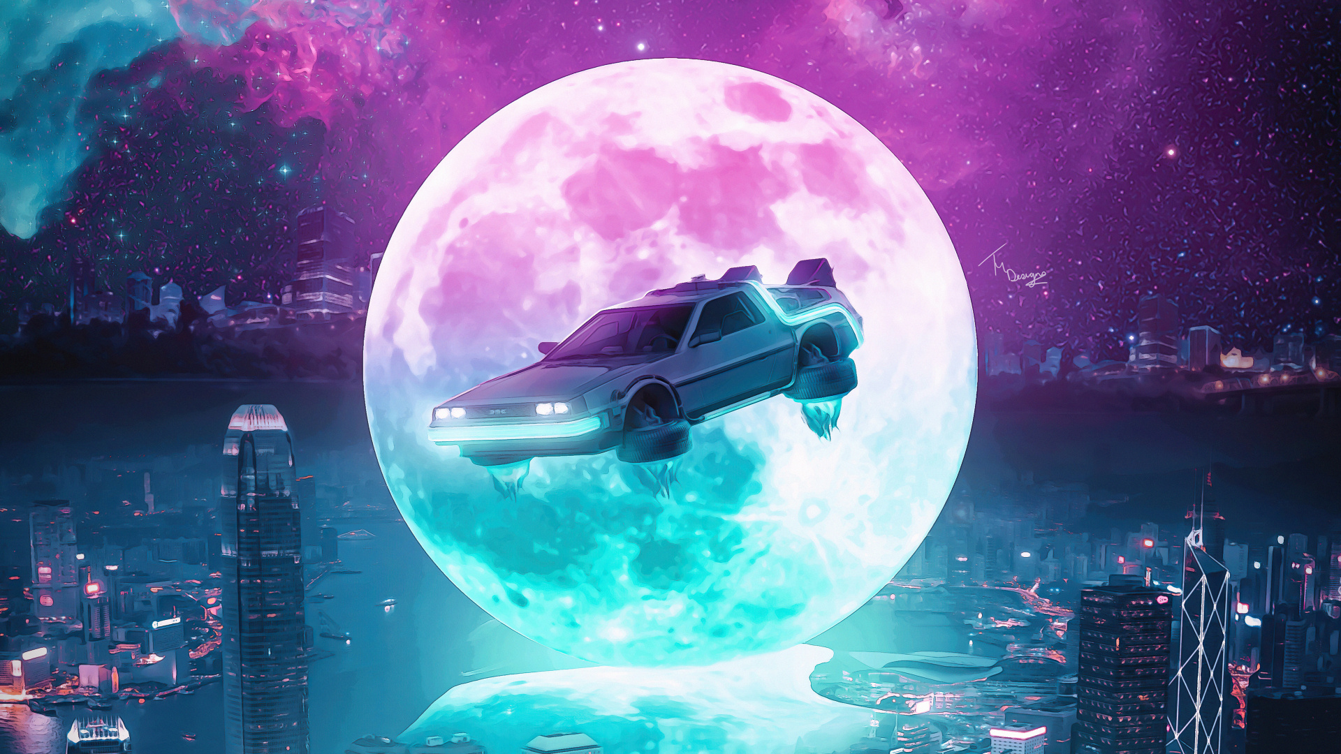 Обои Ретровейв, космическая магия искусство, арт, артист, постер в разрешении 1920x1080