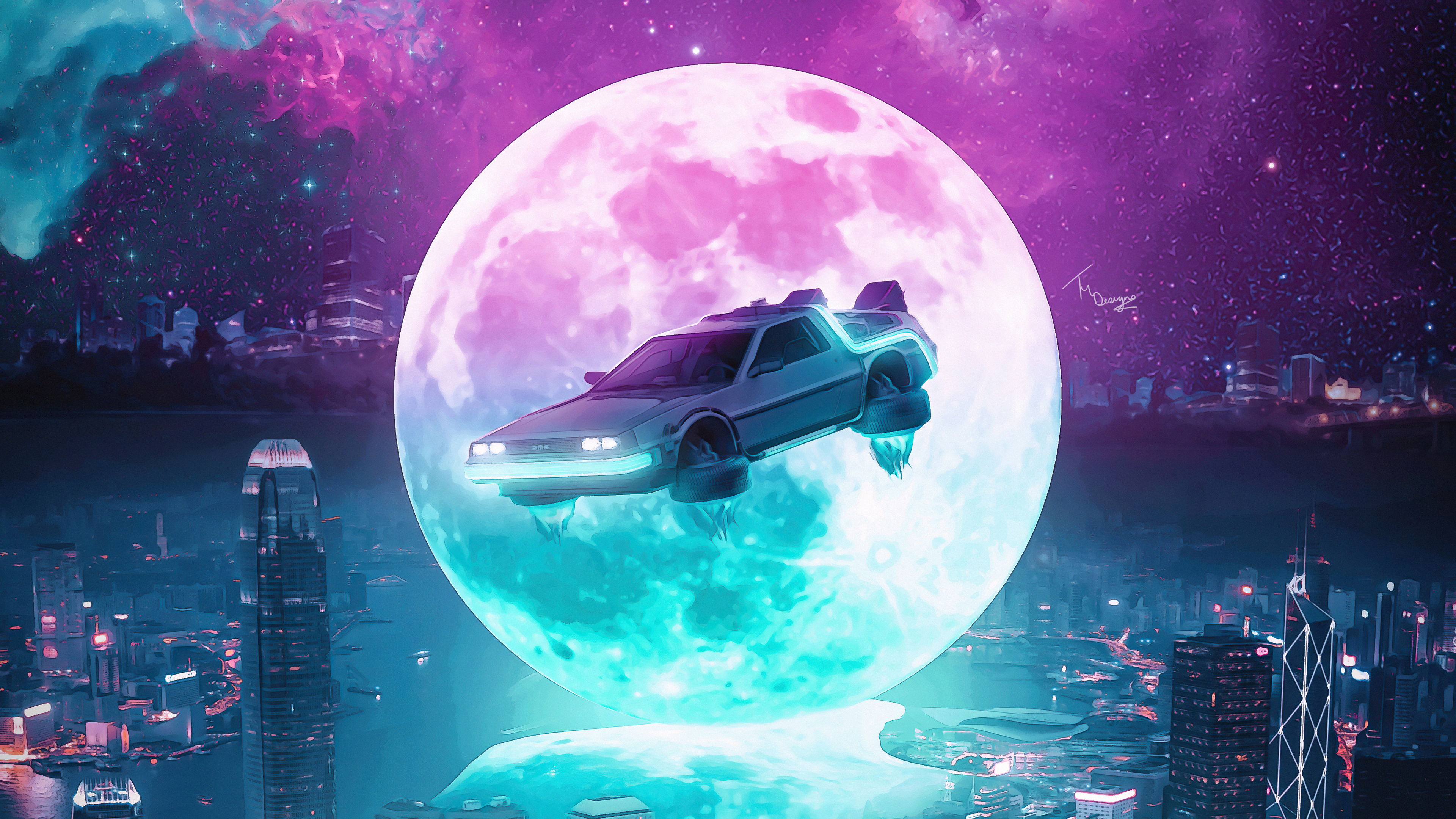 Обои Ретровейв, космическая магия искусство, арт, артист, постер в разрешении 3840x2160