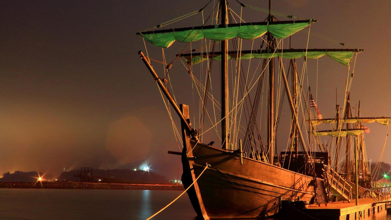 Обои корабль, гавань, парусник, док, порт в разрешении 1280x720