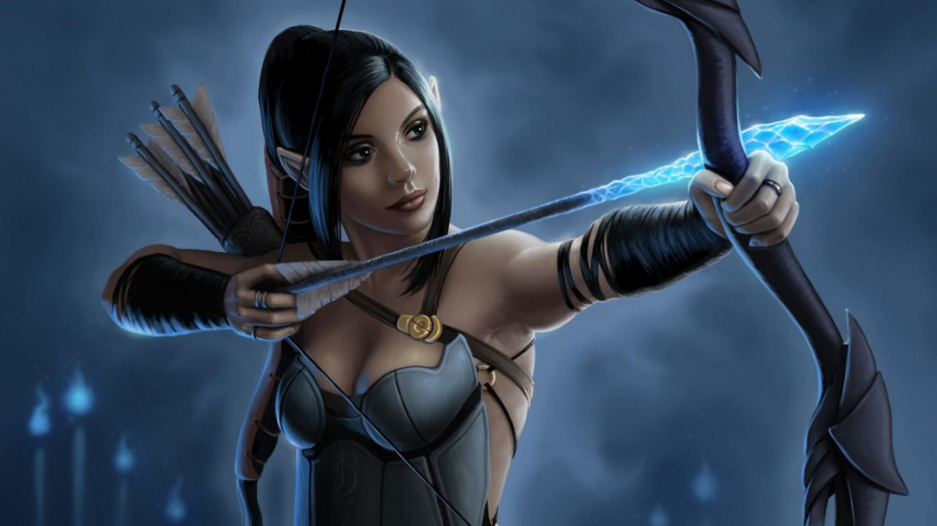 Обои эльф, фэнтези, авантюрист, темные фантазии, женщина в разрешении 1366x768