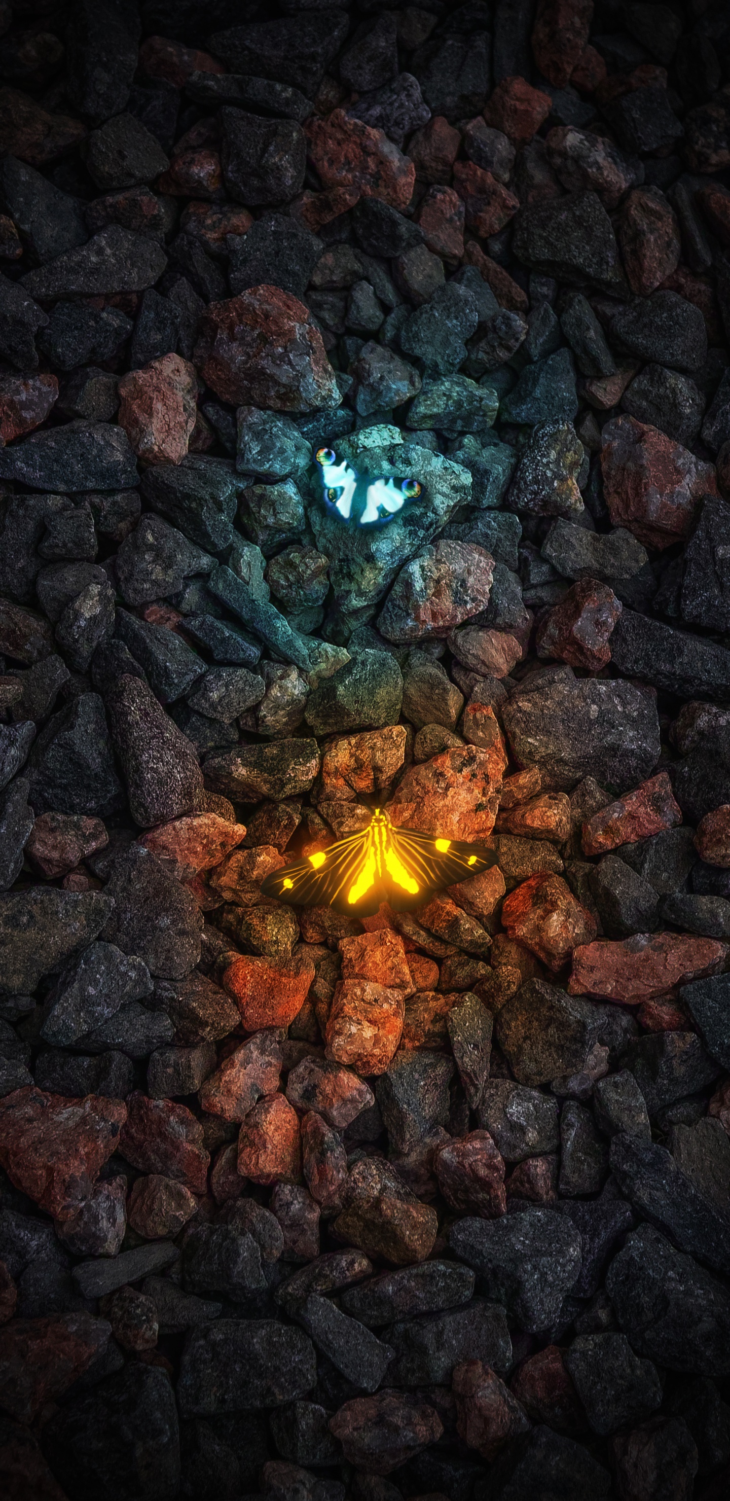 Обои огонь, пламя, дорожное покрытие, кирпич, газ в разрешении 1440x2960