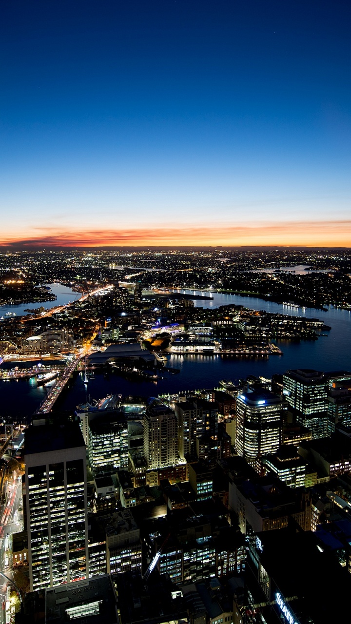 Обои городской пейзаж, город, городской район, метрополия, ночь в разрешении 720x1280