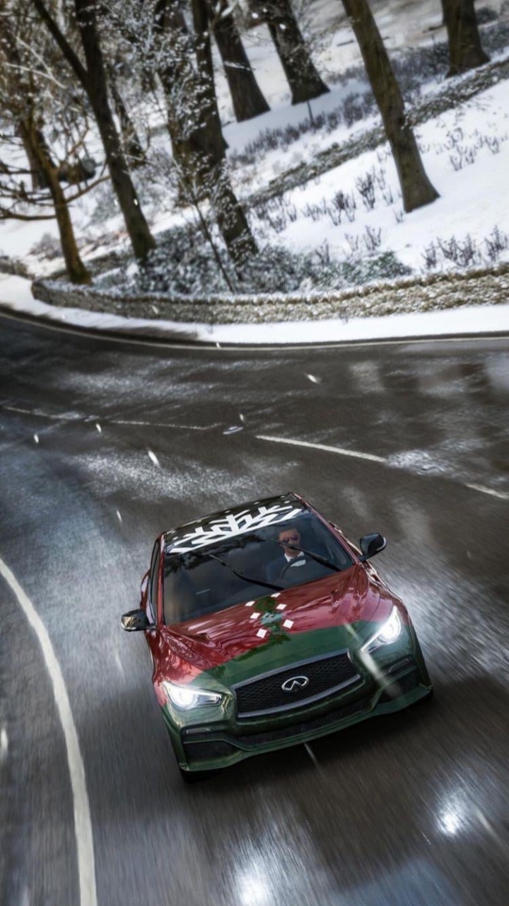 Обои снег, легковые автомобили, компактный автомобиль, автомобиль среднего размера, шина в разрешении 720x1280