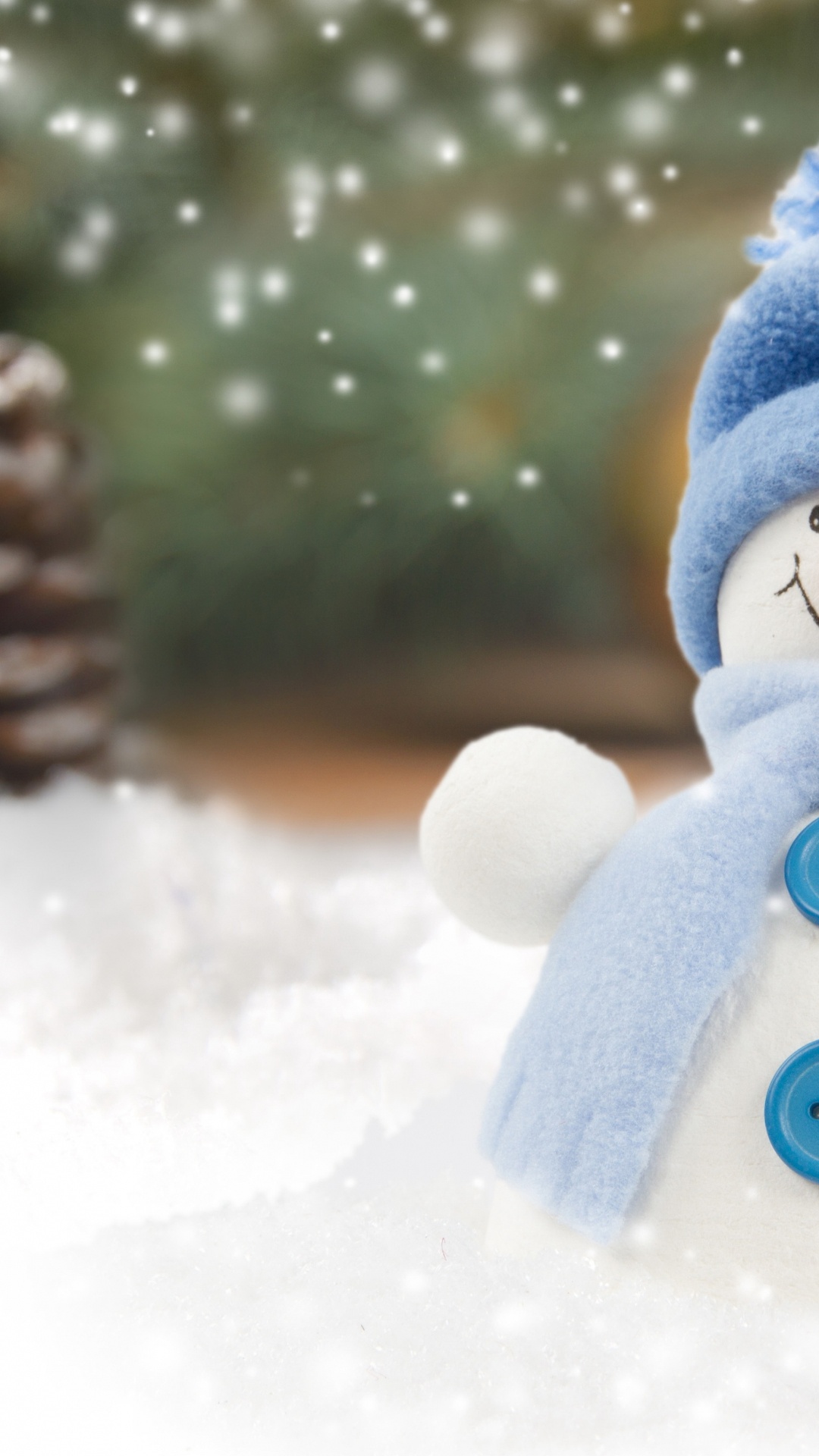 Обои Снеговик, Дед Мороз, рождественский орнамент, лед, снег в разрешении 1080x1920