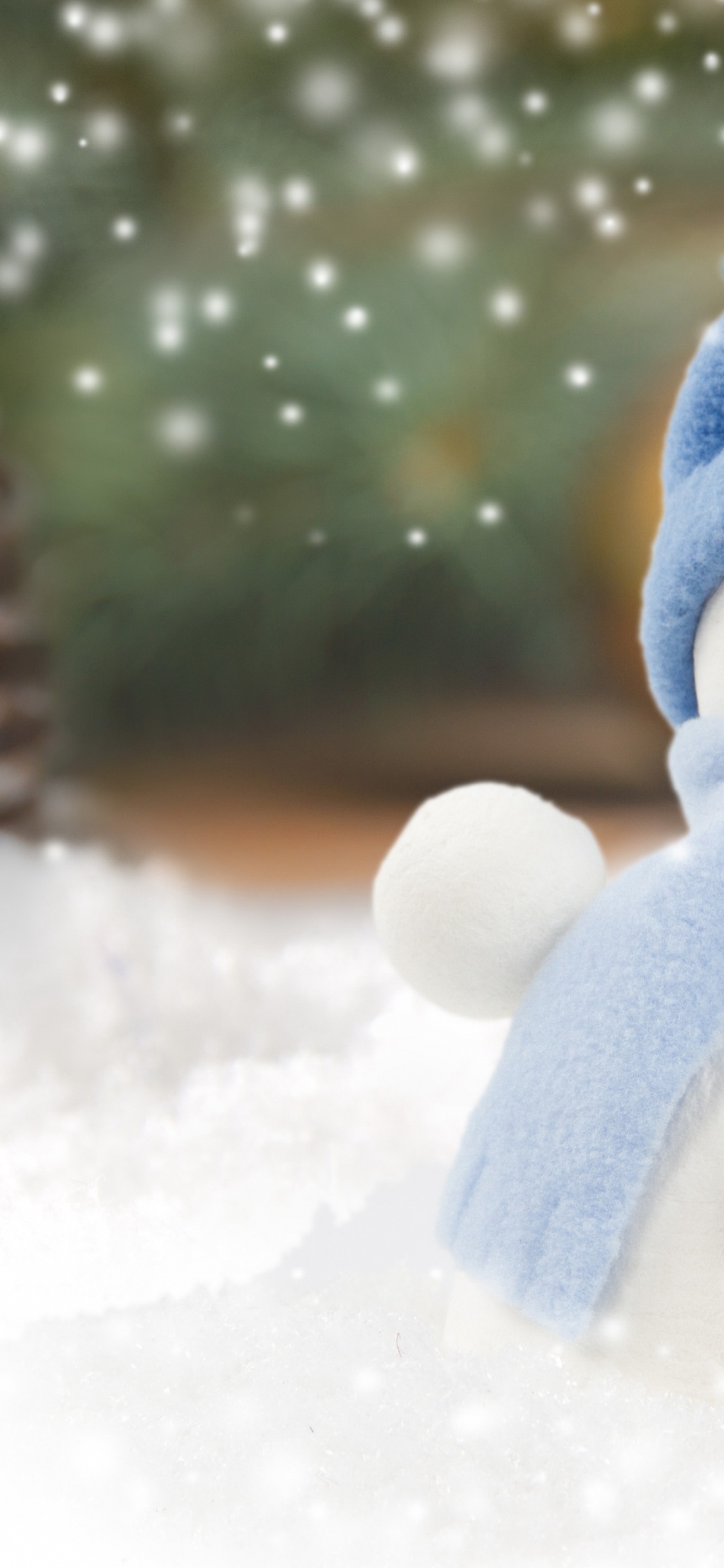 Обои Снеговик, Дед Мороз, рождественский орнамент, лед, снег в разрешении 1125x2436