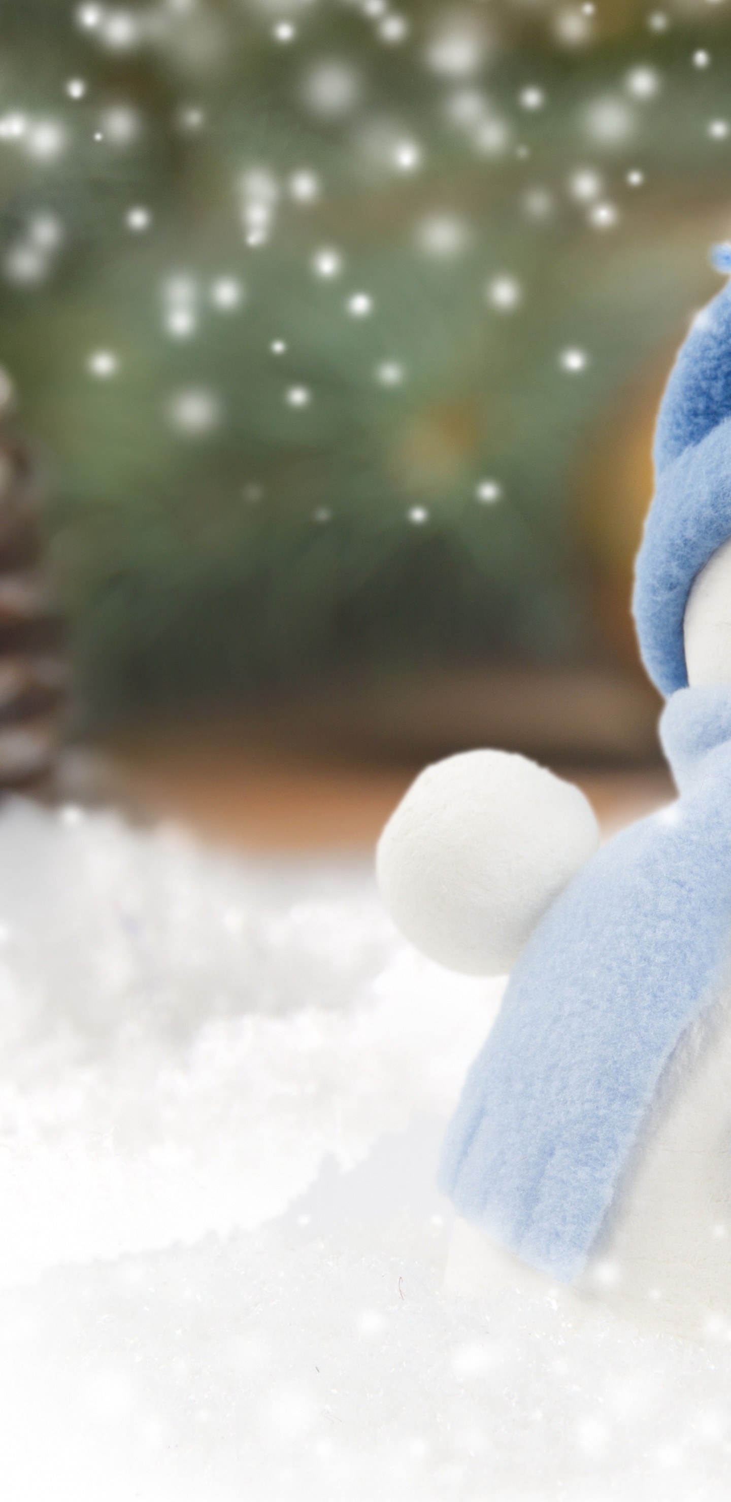 Обои Снеговик, Дед Мороз, рождественский орнамент, лед, снег в разрешении 1440x2960