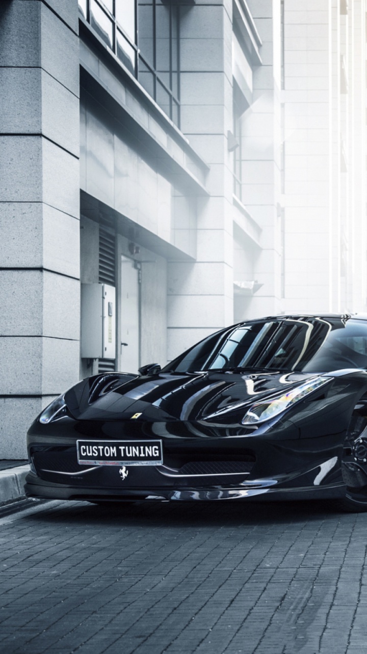 Обои суперкар, колесо, Феррари 458 Спайдер, черный, моторный транспорт в разрешении 720x1280