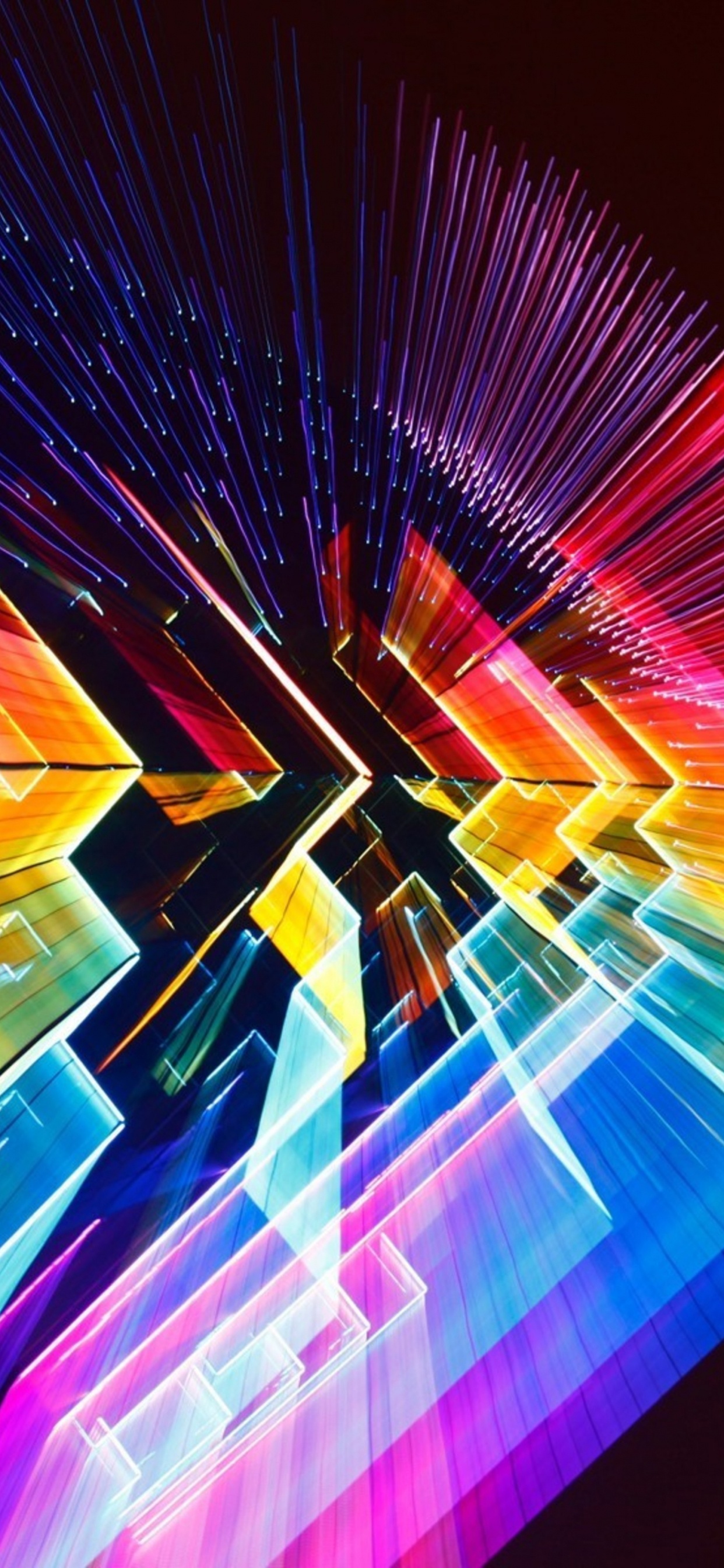 Обои линия, синий, технологии, цифровой цвет, Радуга в разрешении 1242x2688