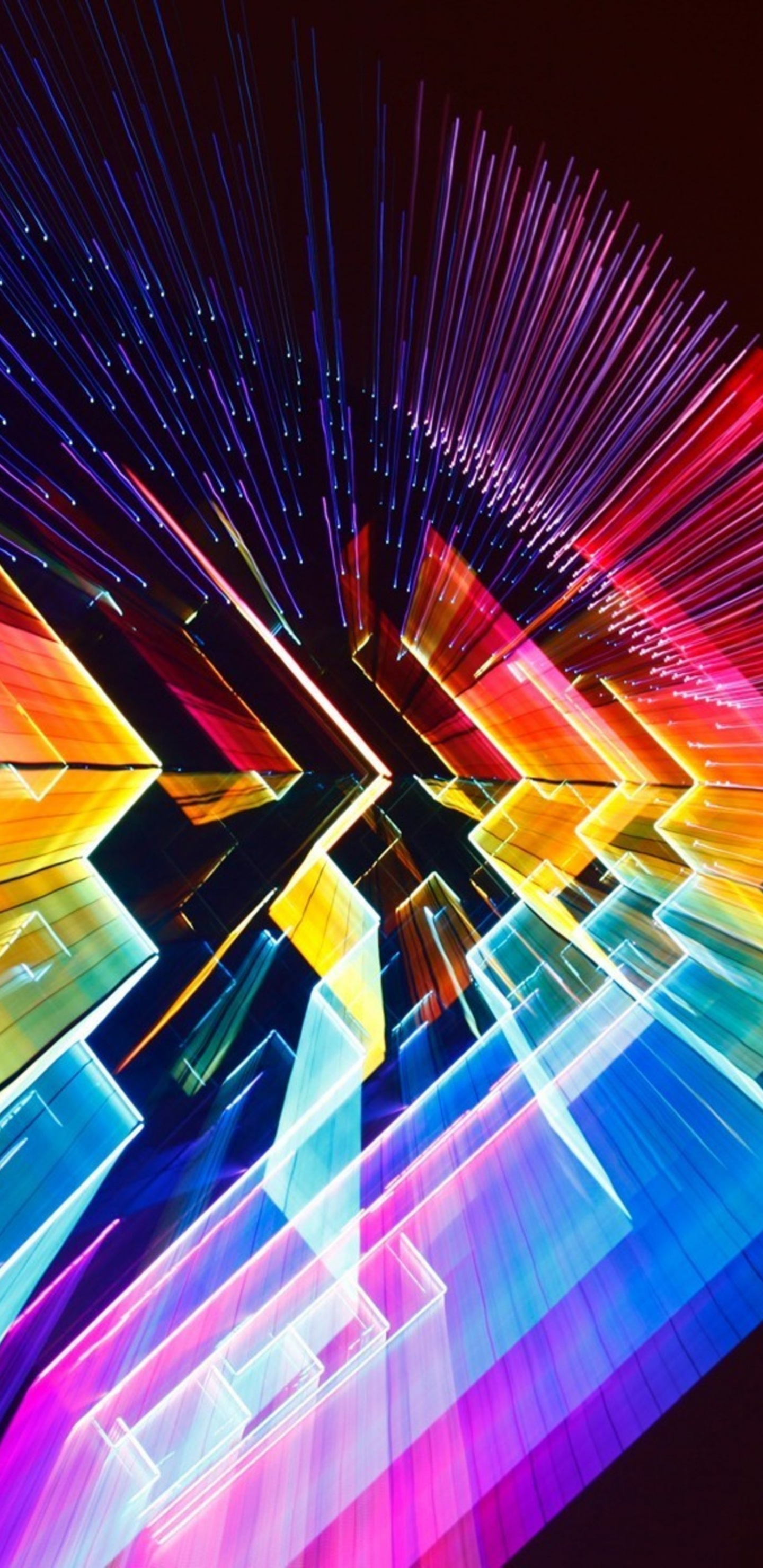 Обои линия, синий, технологии, цифровой цвет, Радуга в разрешении 1440x2960