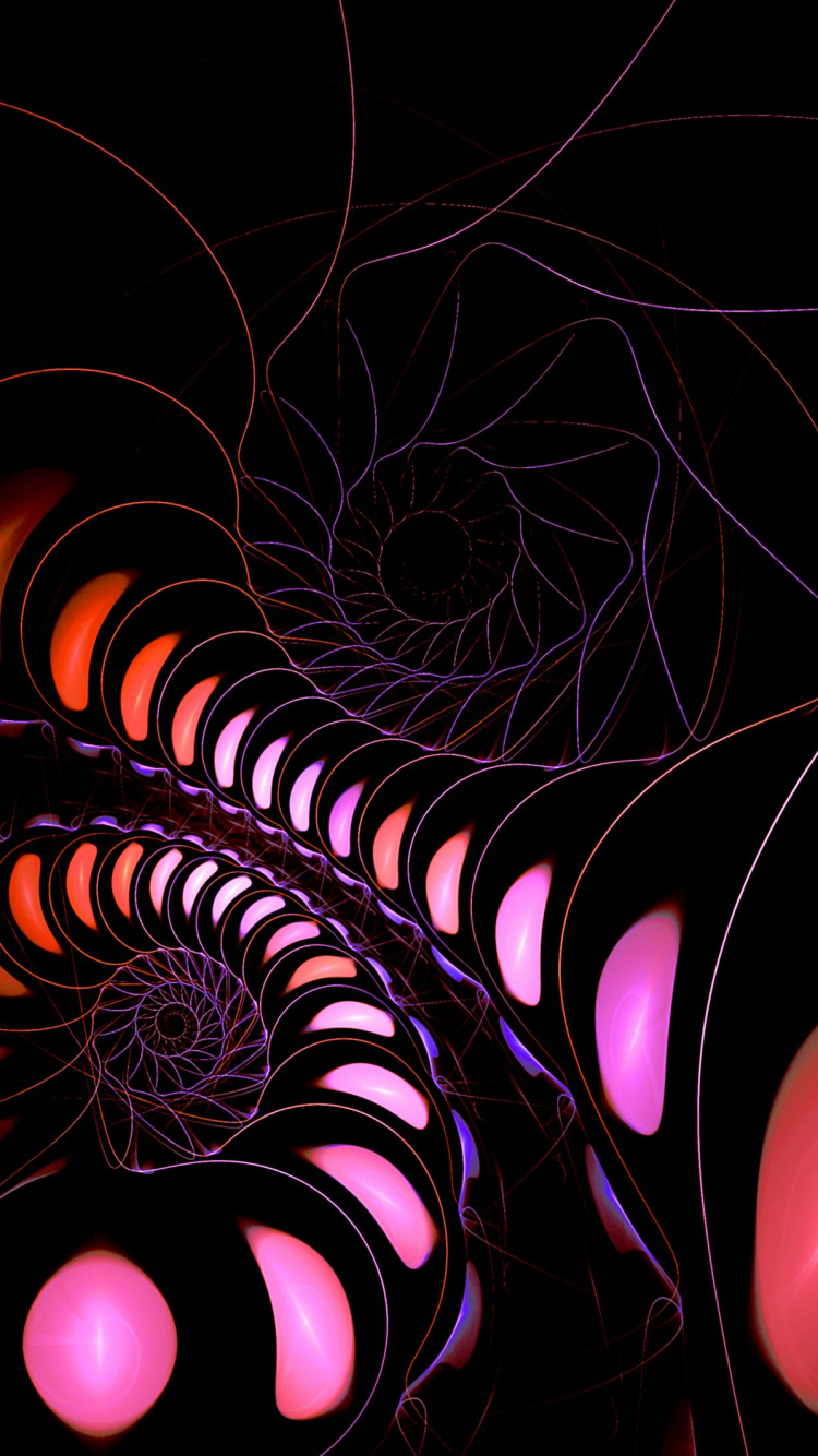 Обои фрактальное искусство, узор, пурпур, розовый, графический дизайн в разрешении 750x1334