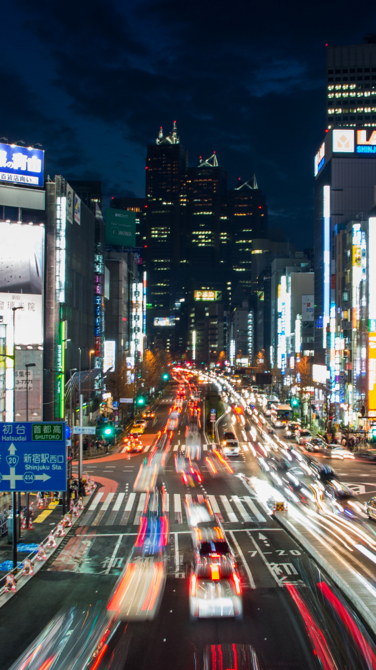 Обои городской район, метрополия, город, городской пейзаж, ночь в разрешении 750x1334