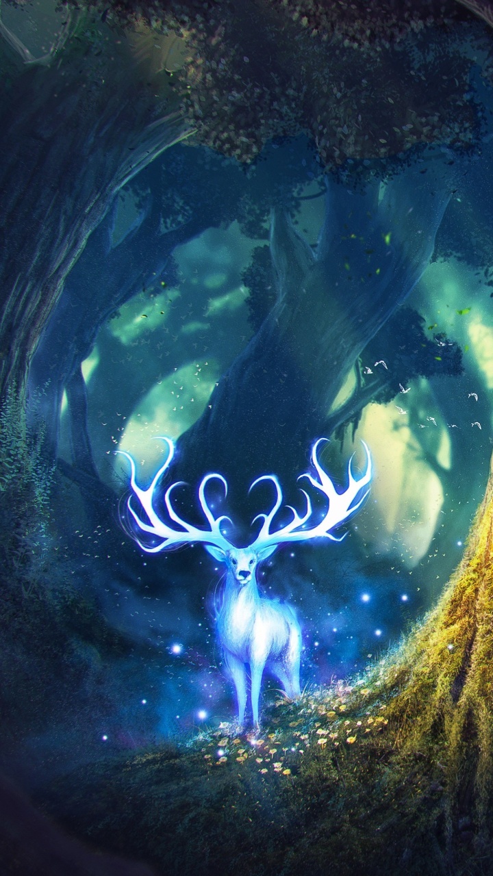 Обои волшебный лес, фея, лес, магия, живопись в разрешении 720x1280