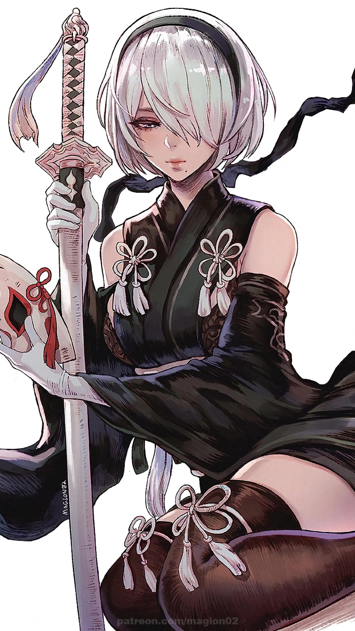 Обои йорха 2б фанарт, ниэр автоматов, мультик, фан арт, йорха в разрешении 720x1280