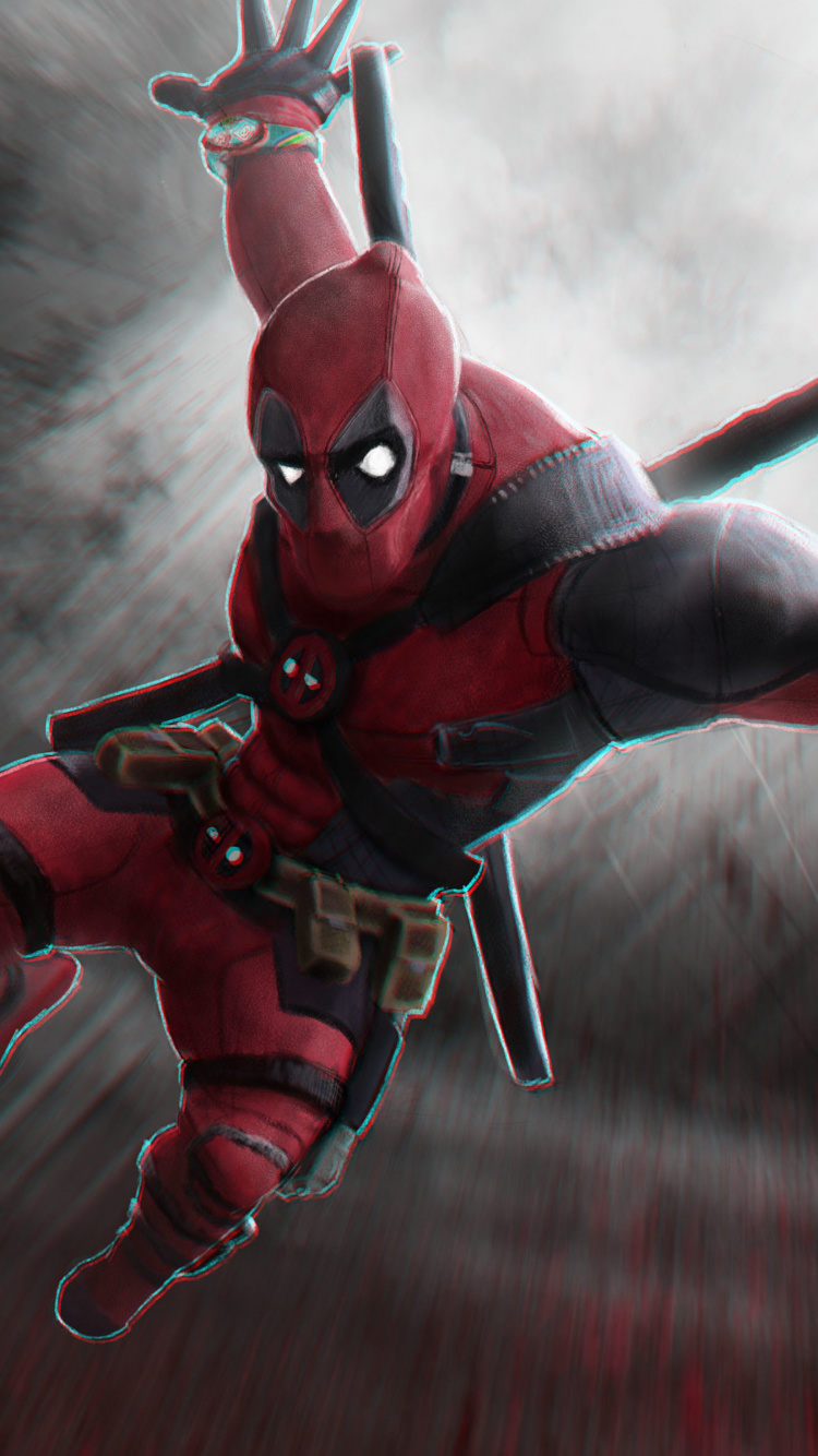 Обои дэдпул, арт, супергерой, Дэдпул Гэндзи, вымышленный персонаж в разрешении 750x1334