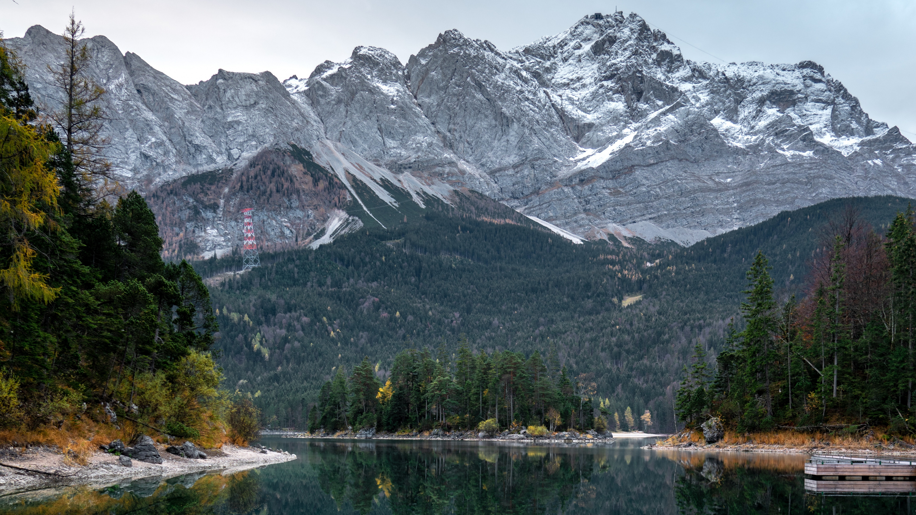 Обои гора, водоем, природа, природный ландшафт, горный рельеф в разрешении 3840x2160