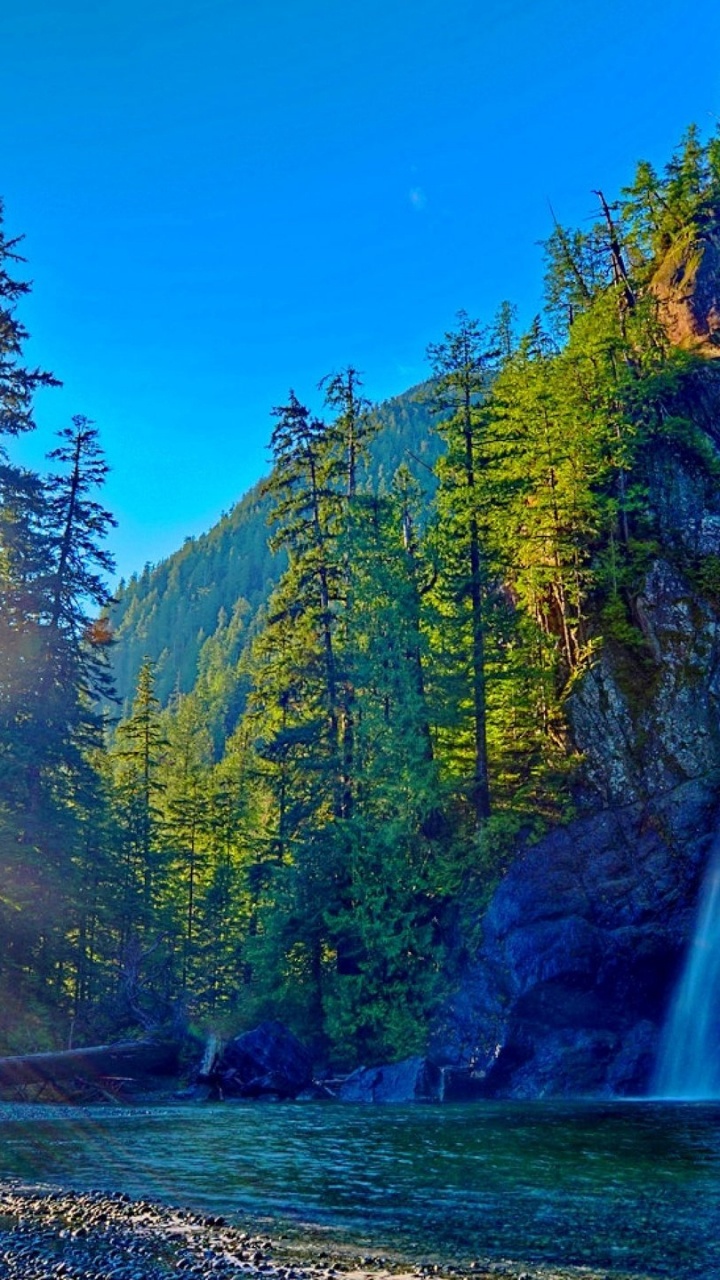 Обои водопад, природа, вода, водоток, природный заповедник в разрешении 720x1280