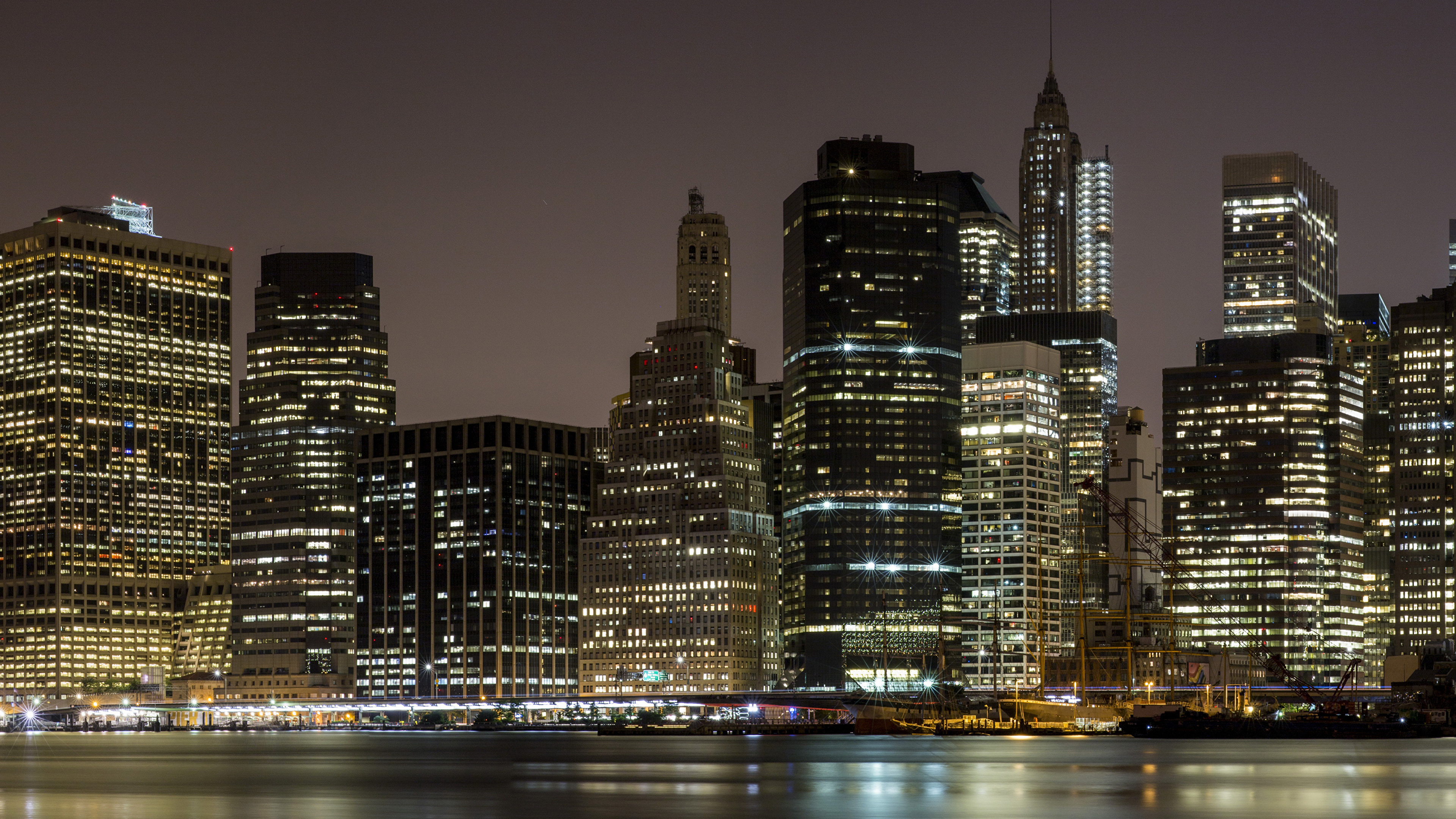 Обои Бруклинский мост, город, городской пейзаж, метрополия, линия горизонта в разрешении 3840x2160