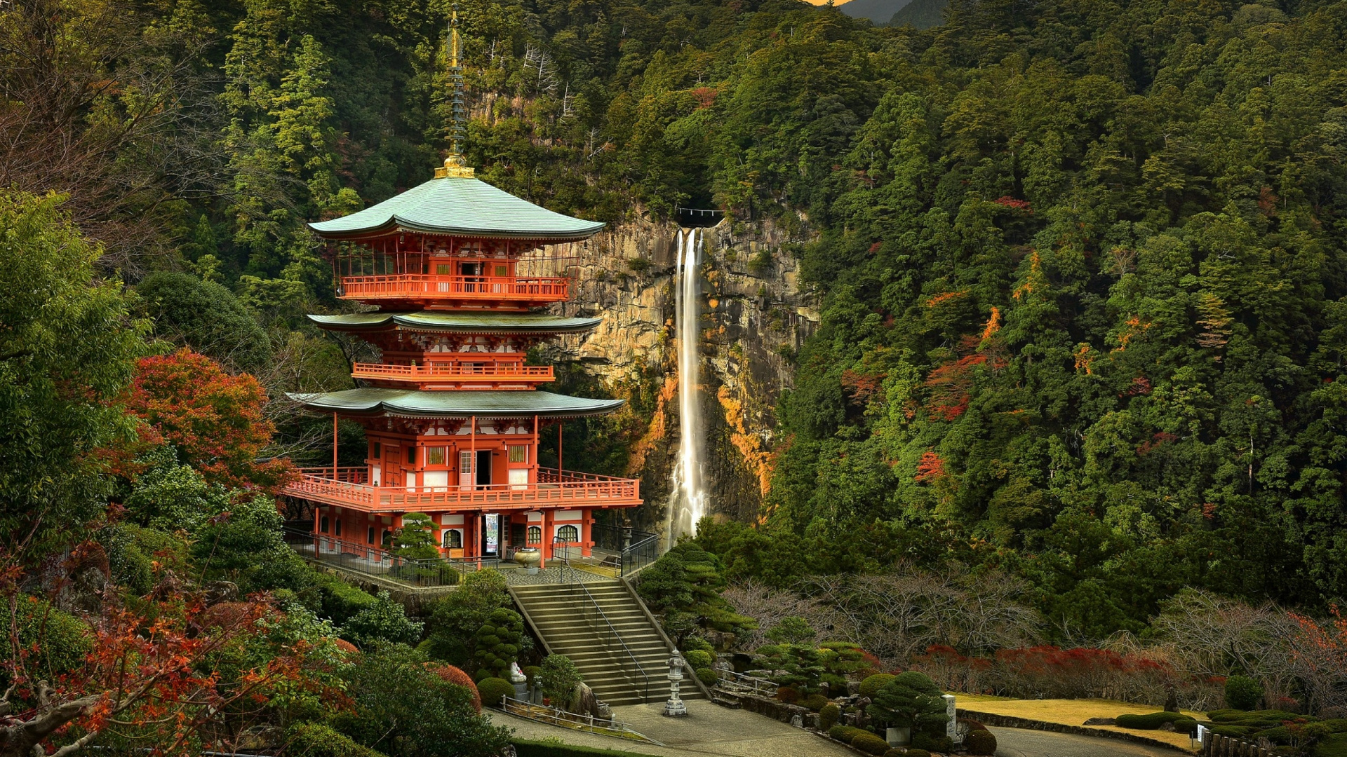 Обои Кумано Начи Тайша, НАТИ Падает, Кумано Код, достопримечательность, синтоистский храм в разрешении 1920x1080