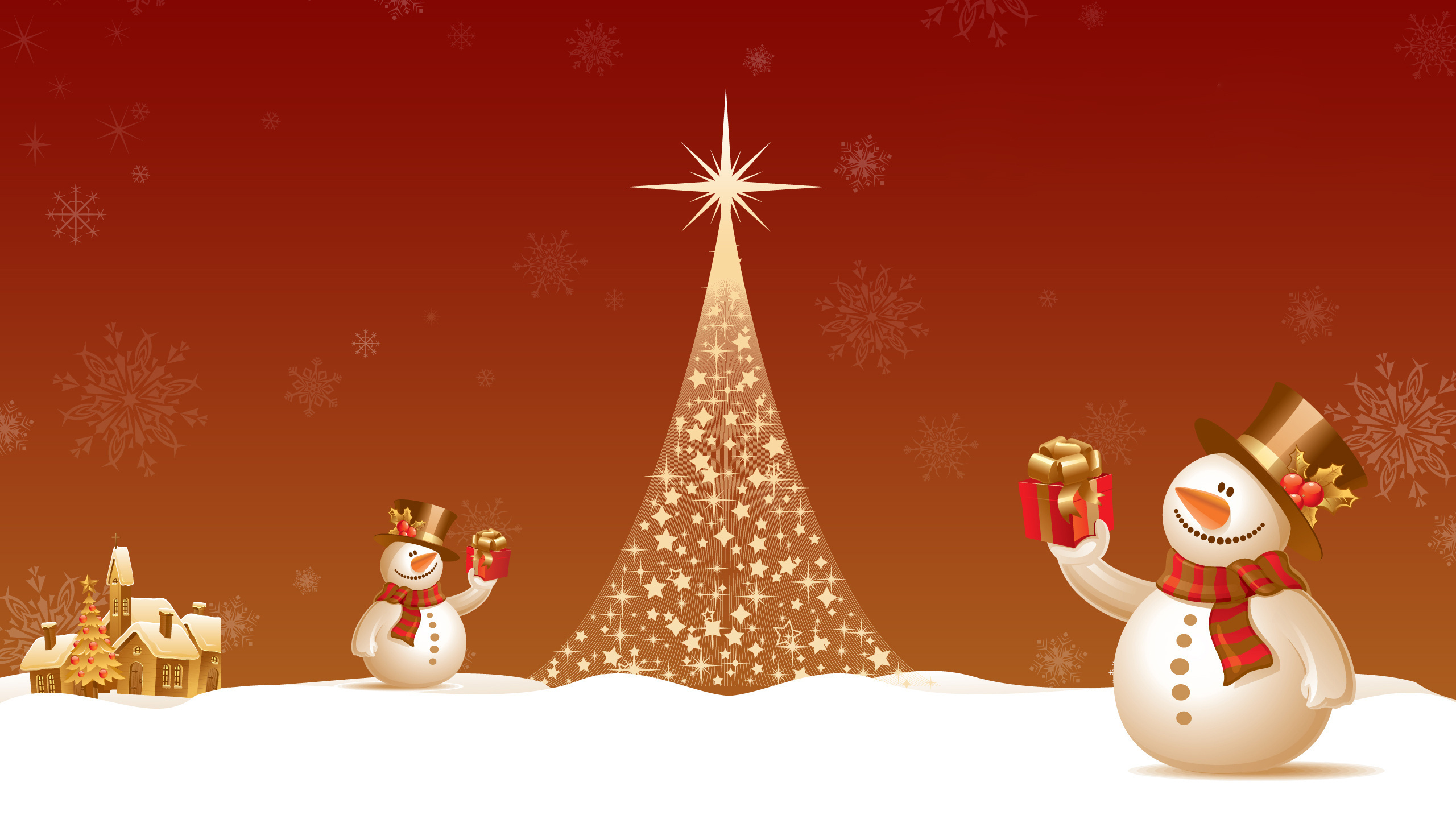 Обои Рождественский день, Новый год, Рождество, елка, Рождественские украшения в разрешении 2560x1440