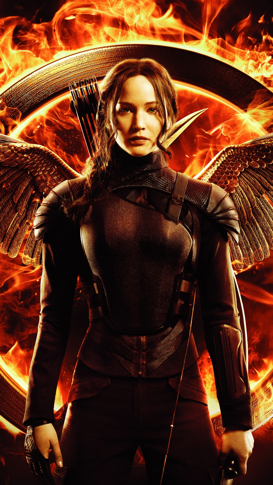 Обои Китнисс эвердин, сверхъестественное существо, Сойка-пересмешница огонь, Пит мелларк, крыло в разрешении 1080x1920